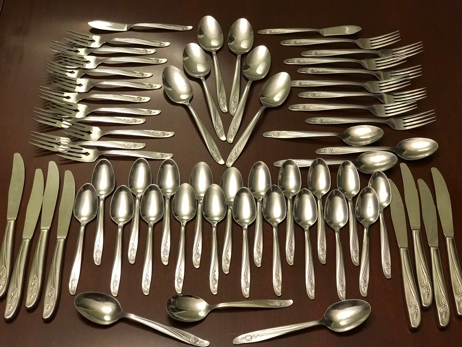 Vintage Oneida Roseanne stainless flatware, elegant Rose design