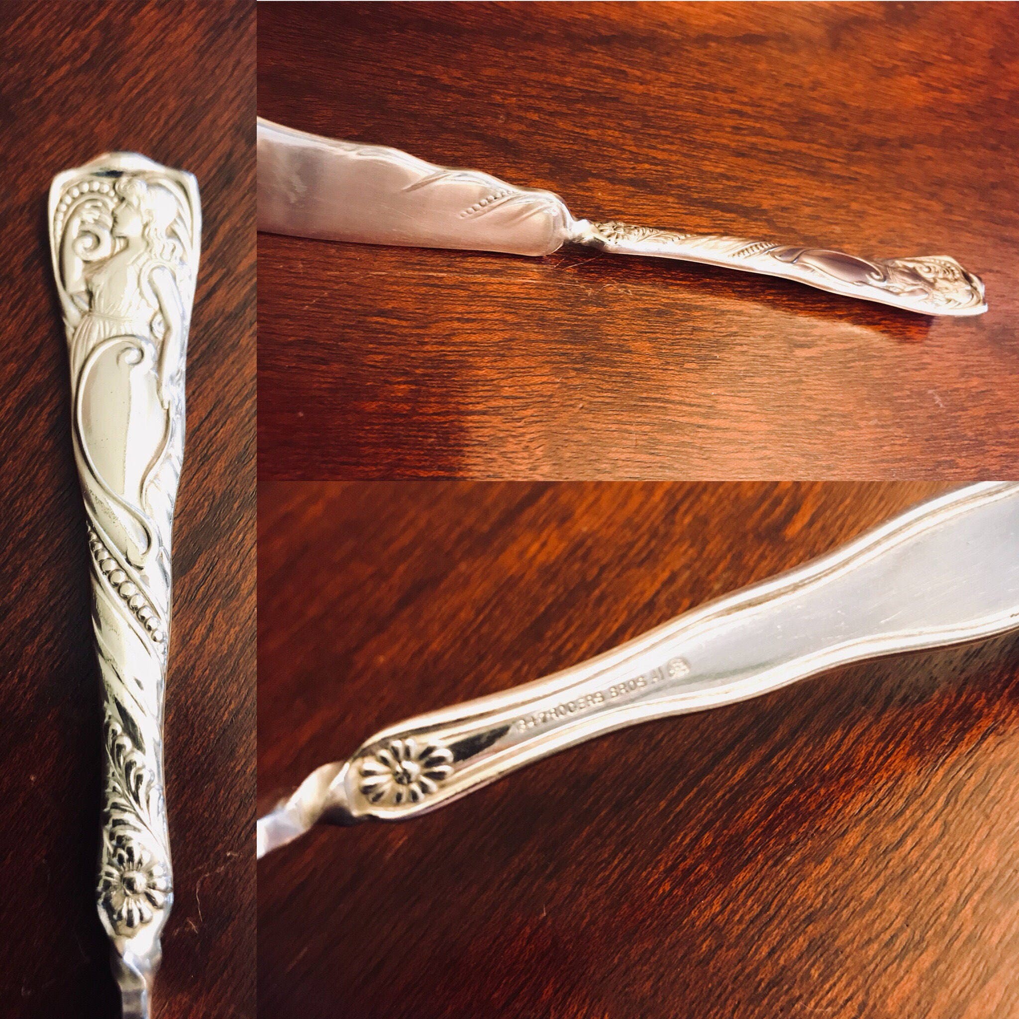 Antique Twisted Handle Master Butter Knife Siren pattern Etsy