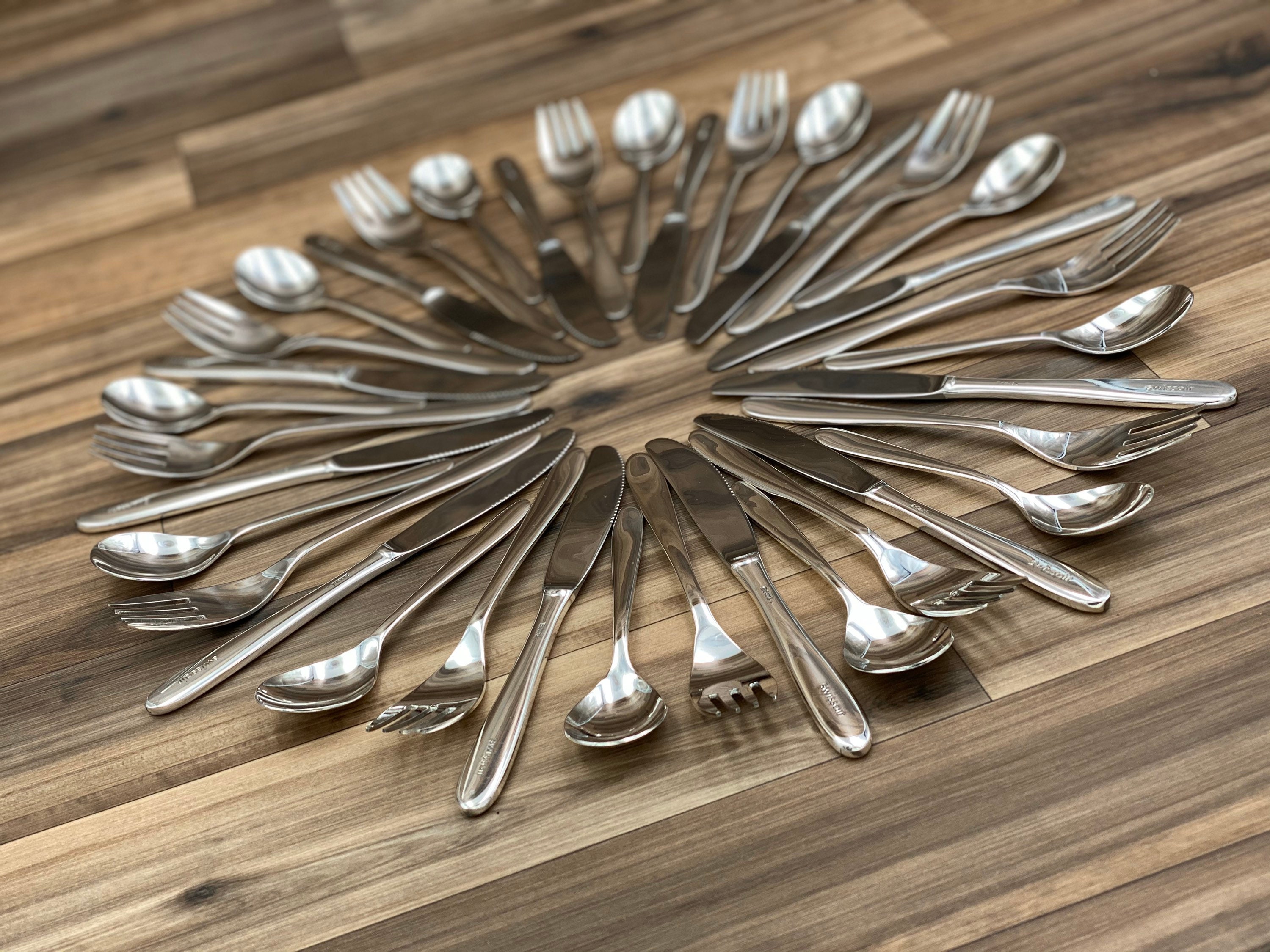 Mid Century Braniff International Airlines Flatware Set Spoon Fork Spread Knife