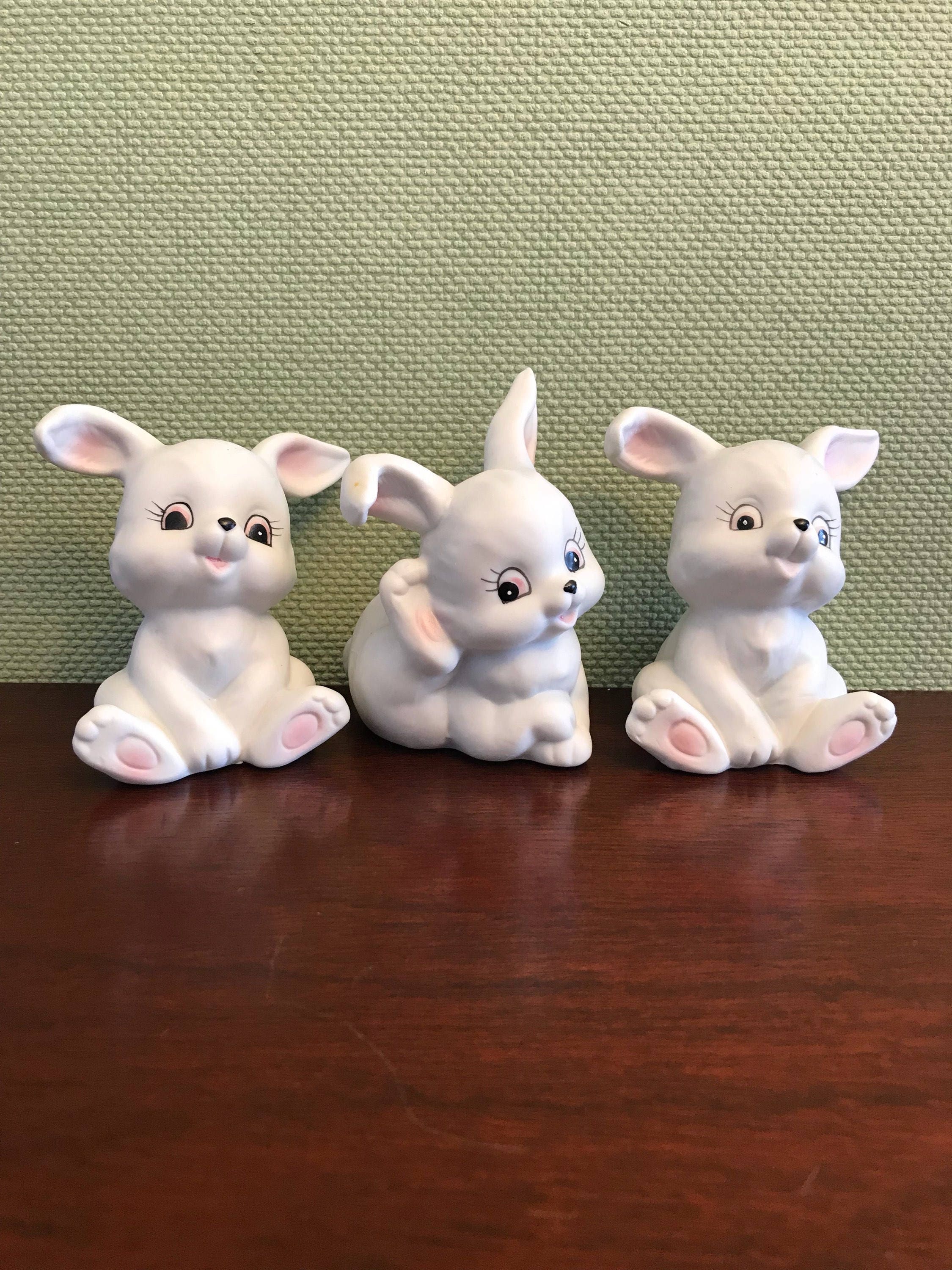 Vintage Porcelain Bunny figurines, Vintage Homco Bunnies, collectible