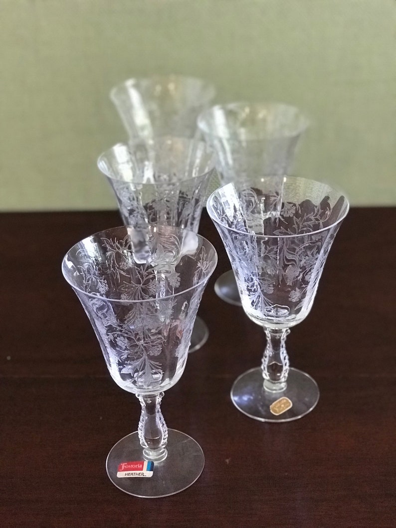 Fostoria Heather Goblets Glass Low Water Goblets Crystal Etsy