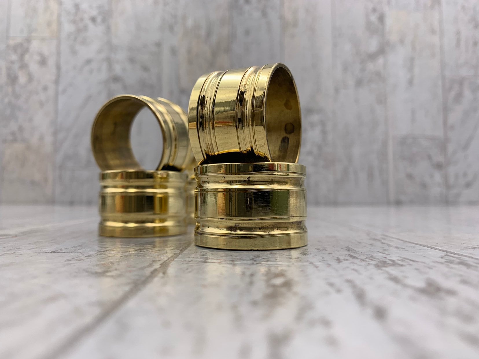 Vintage Solid Brass Napkin Rings, 12 piece set, Table decor, Serviette