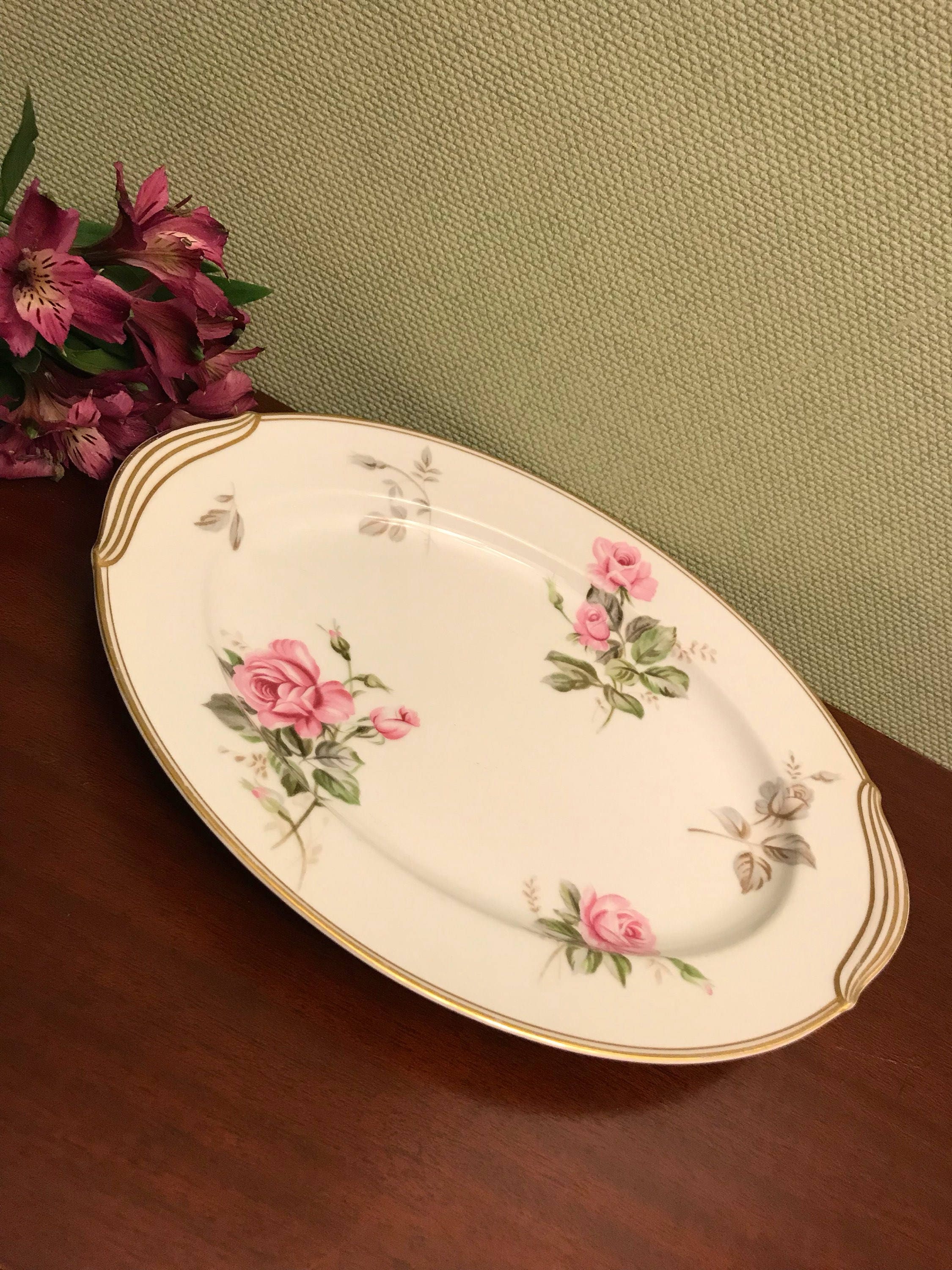 Vintage Rose Platter, Noritake Rosa 5460 pattern Platter, Noritake Rosa