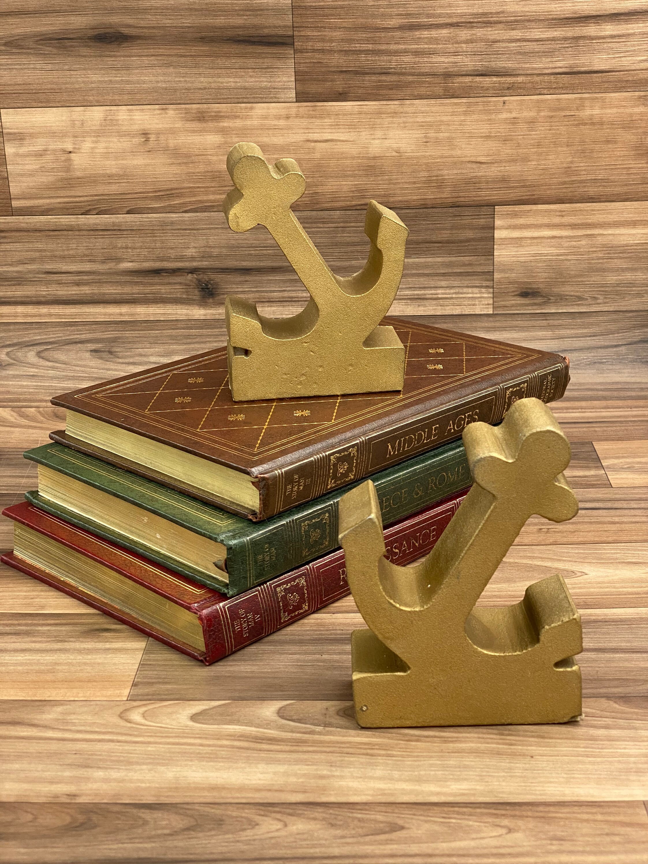 Vintage Anchor Bookends, Cast Iron Nautical Office decor, Man Cave