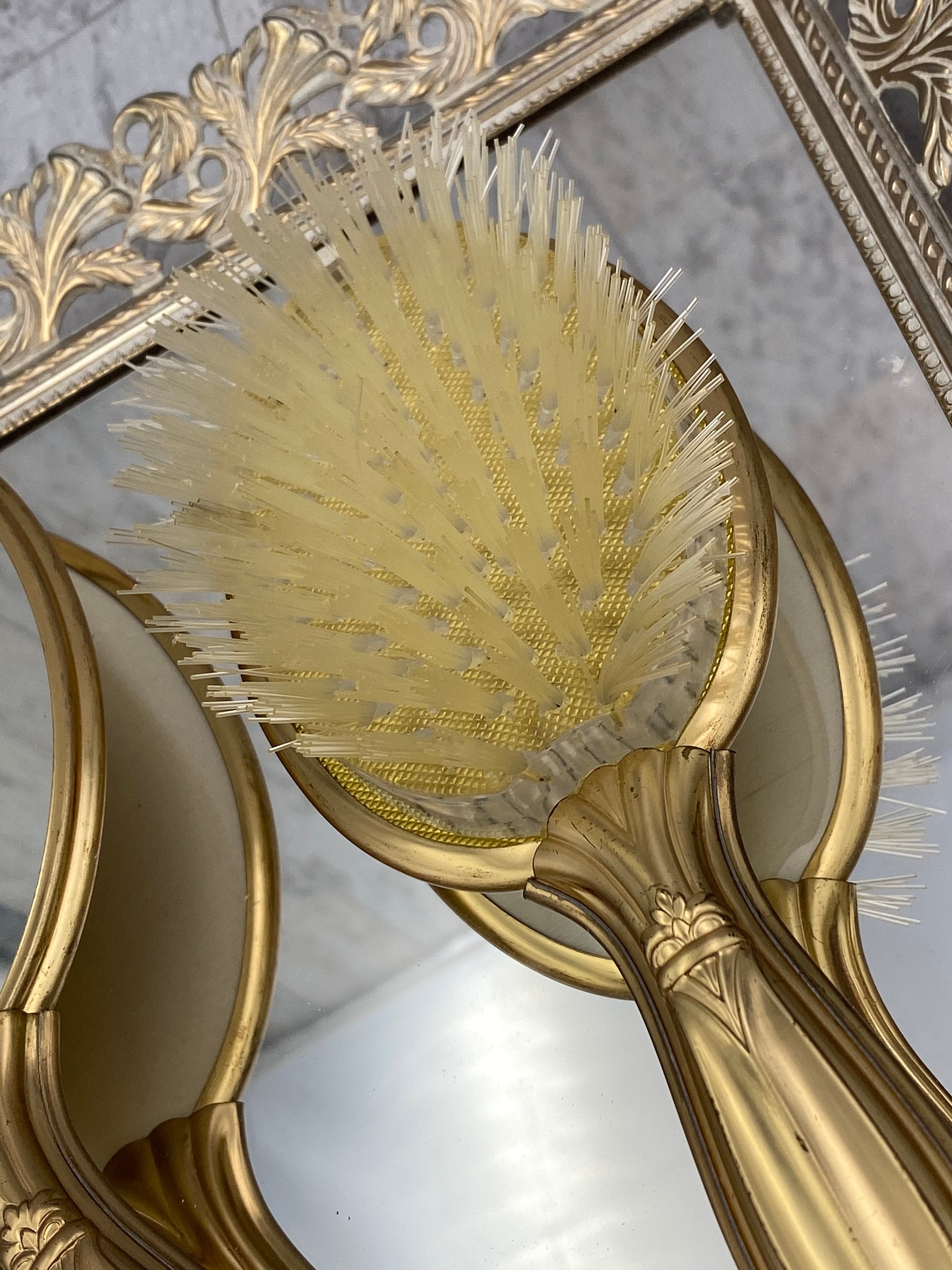 Vintage Vanity set Lady Fair Dresser Set Copper plated Hand mirror