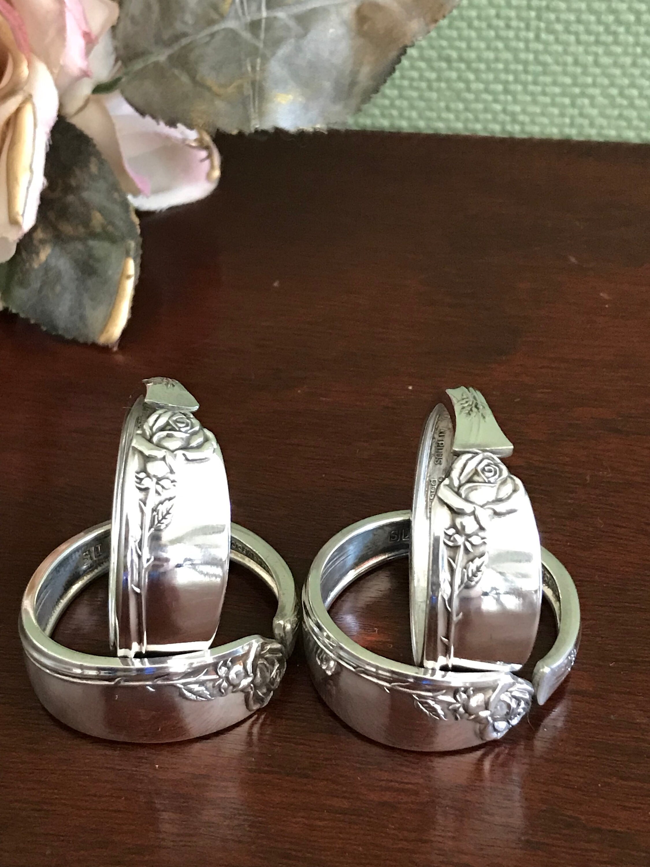 Vintage SILVER PLATED Napkin Rings 4 piece set, Made of Vintage F.B