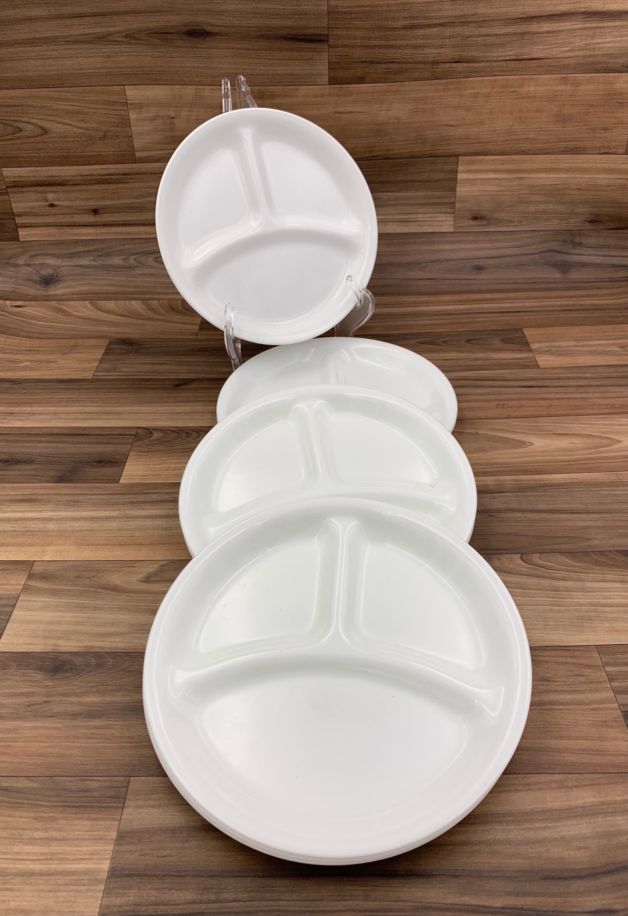 Vintage Corelle divided Plate set, Small Corelle White plates, Vintage