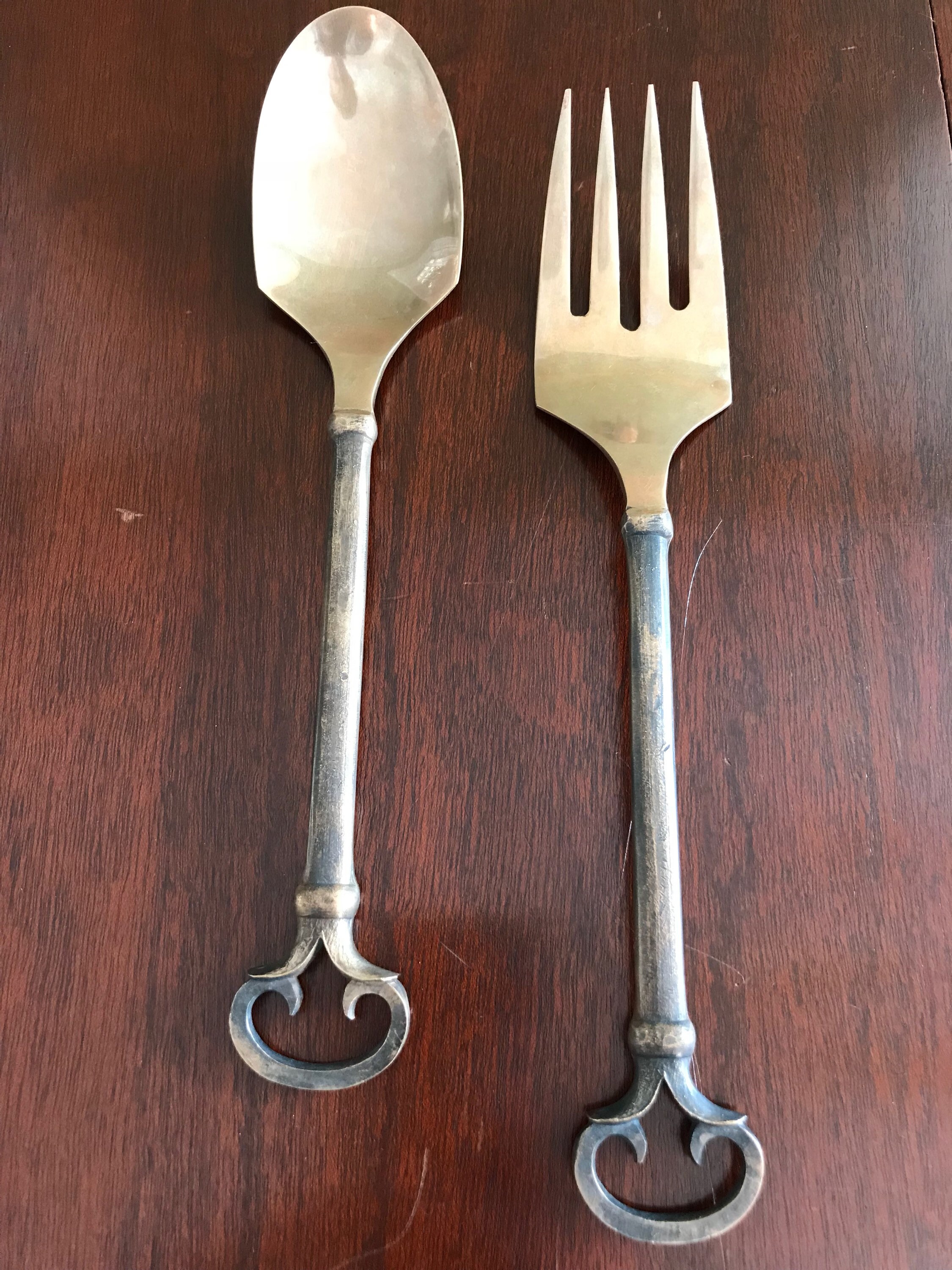 Pottery Barn Keys Serving set, Bronze fork and spoon Flatware serving