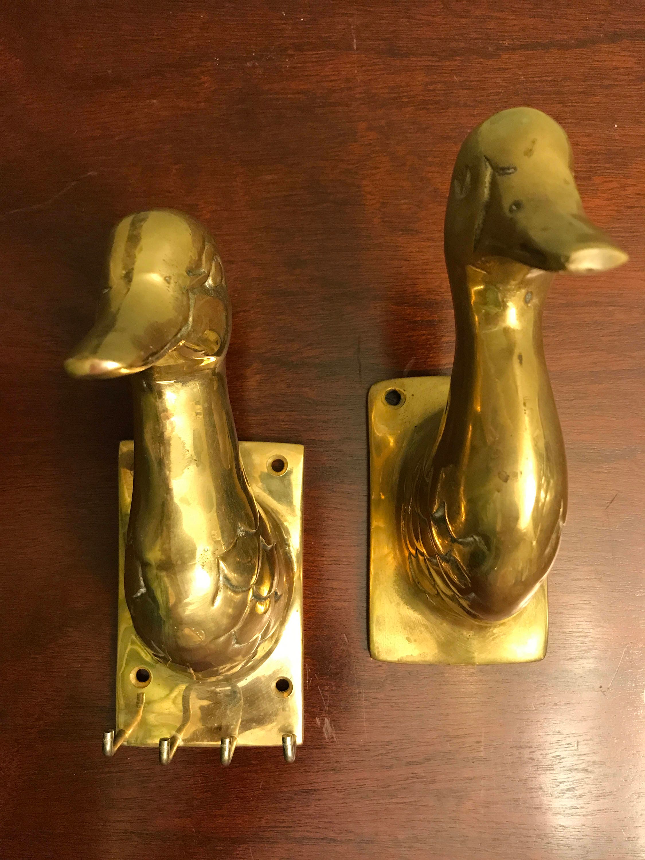 Vintage Brass Duck Wall Hooks, set of Duck hooks, Duck Coat hook, Duck key  hooks, waterfowl, Office decor, Gift for Him, Office organizer