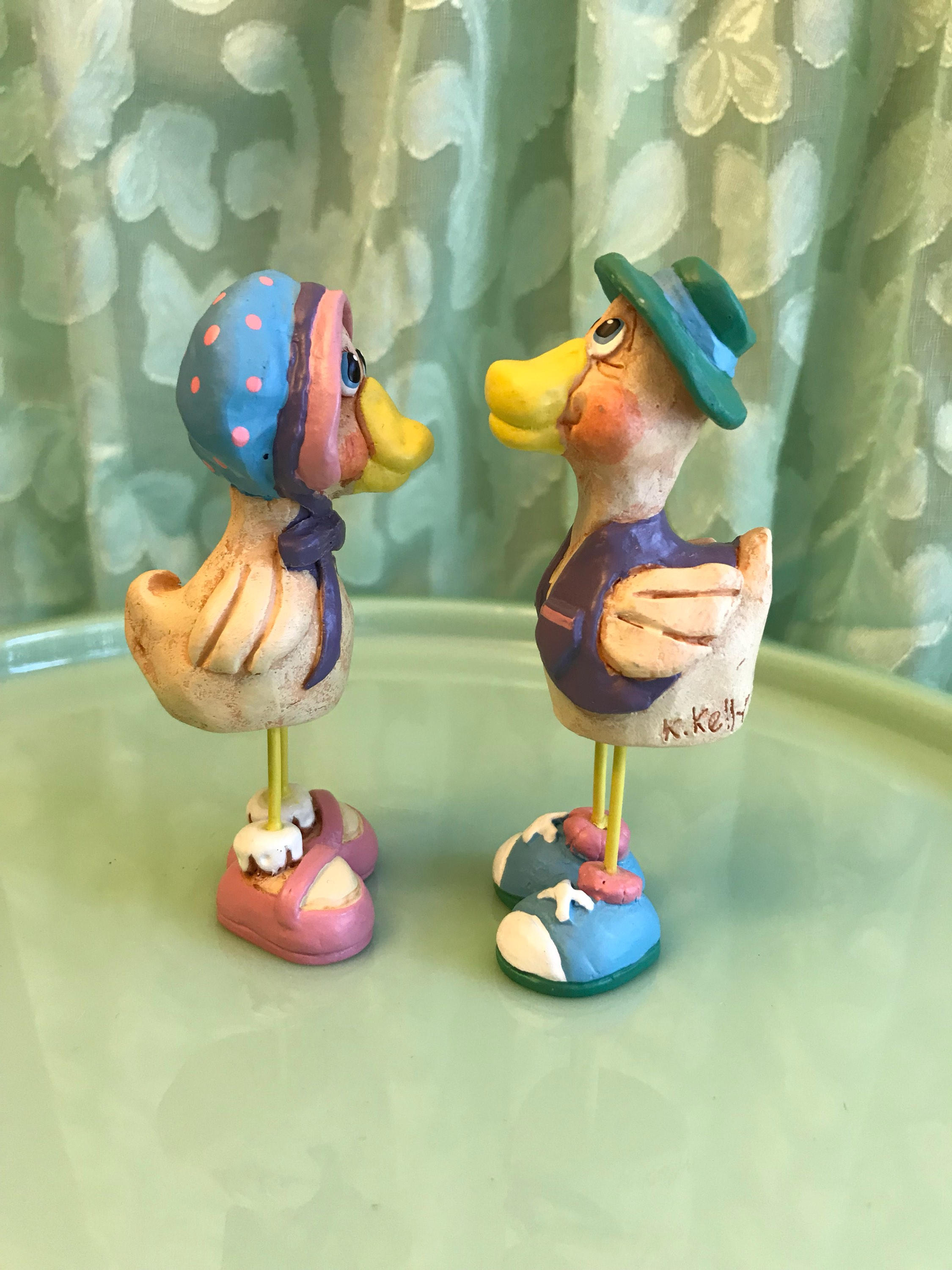 Vintage Duck Figurines, Anthropomorphic Duck couple, Kathleen Kelly ...