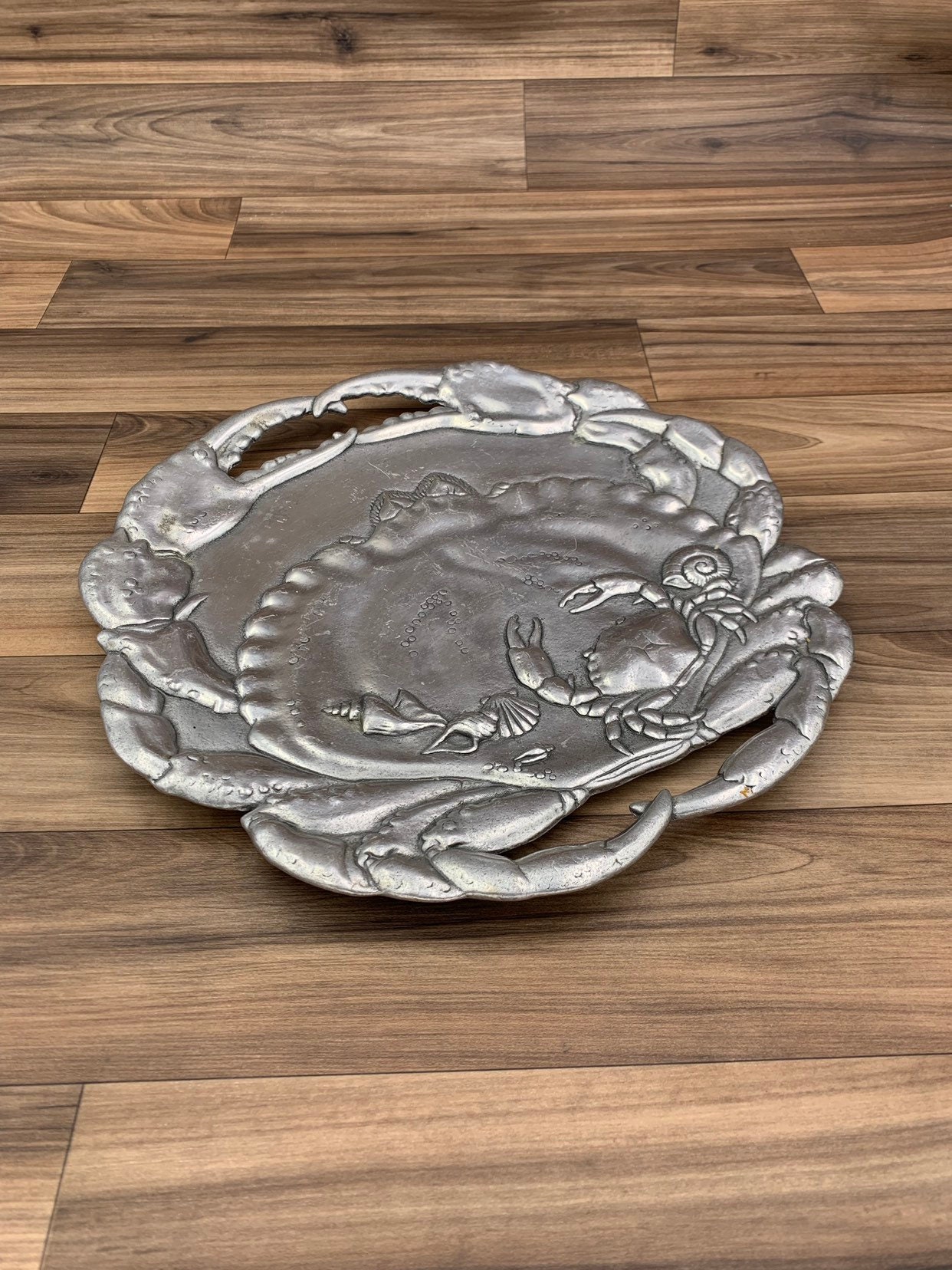 Arthur Court Crab Serving Platter Polished Aluminum, signed Arthurs