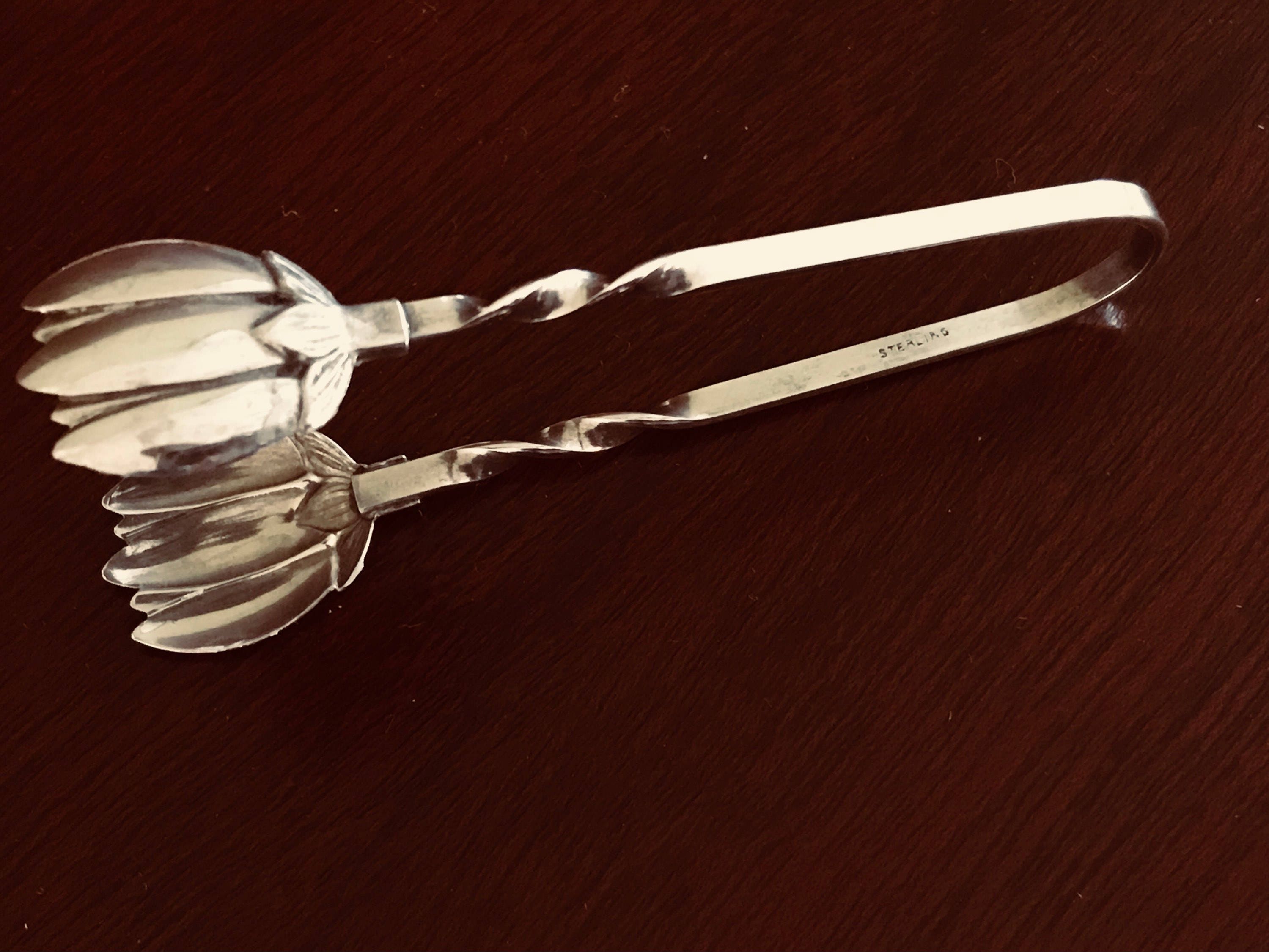 Vintage Sterling Silver Bon Bon Tongs, Raimond Tulip Tongs, Unique Mini