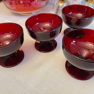 Sherbet cups Monarch Royal Ruby Glass Parfait, Anchor Hocking Dishes, 4 Piece set image 7
