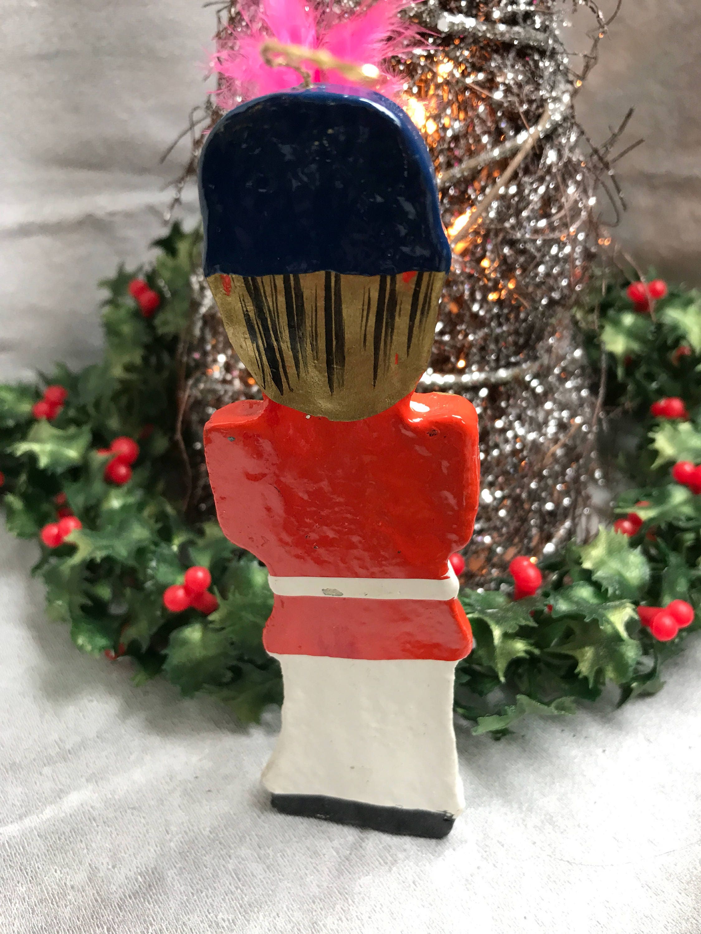 Vintage English Bobby Christmas Ornaments, Painted Christmas Ornaments