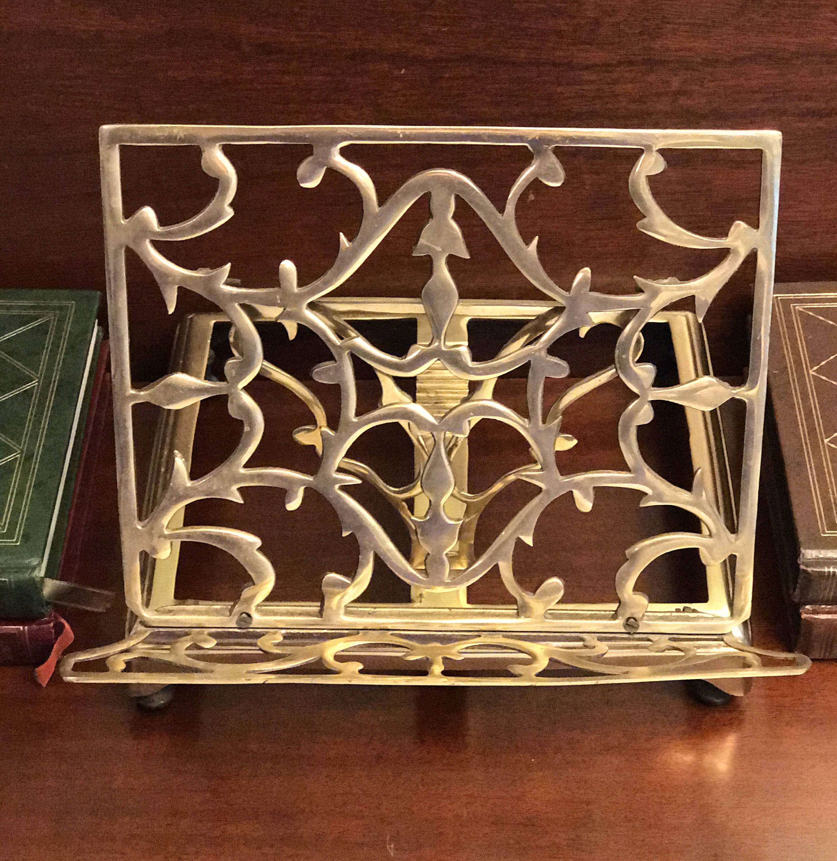 Brass Book Display Stand Cookbook Stand Brass Book Stand Guestbook Stand Photo Display Wedding Brass Scroll Display Stand