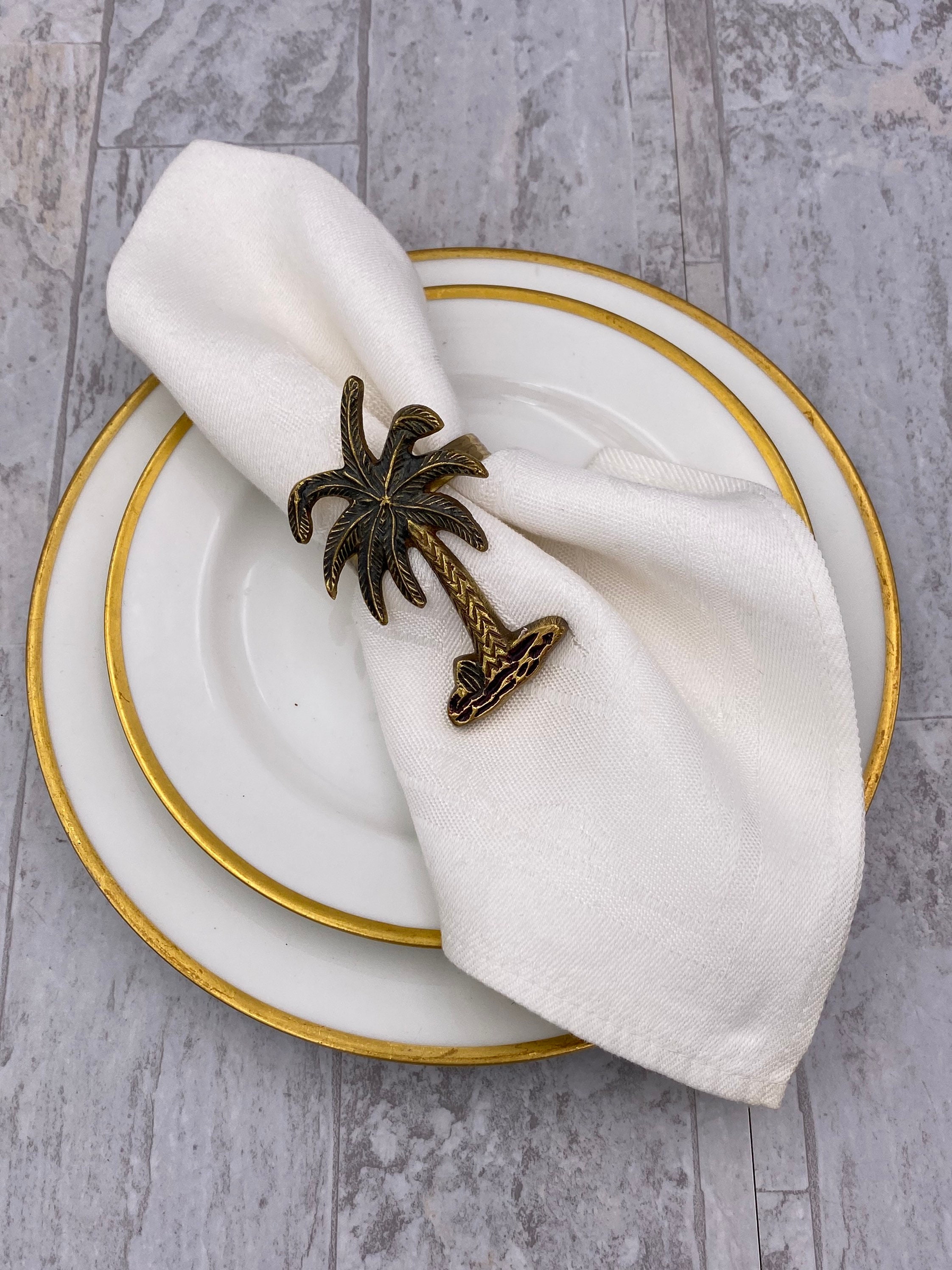 Vintage Brass Napkin Rings, 6 piece set Boho home decor