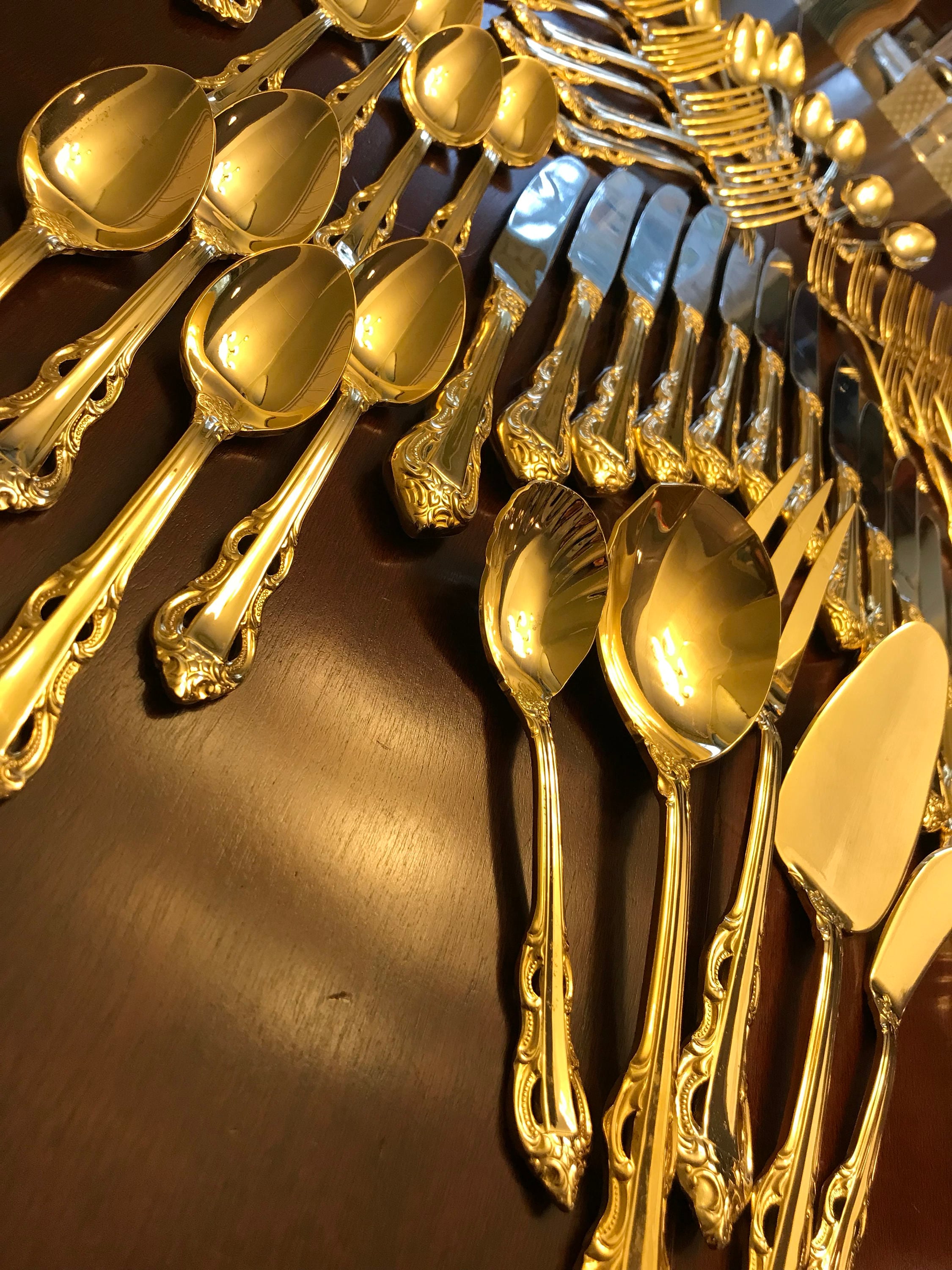 Vintage Gold Flatware, King Arthur Gold Flatware, Gold Electroplate