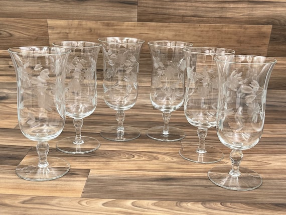 Vintage Etched Crystal Iced Tea Glasses, Sara Consara by Colony, Gift