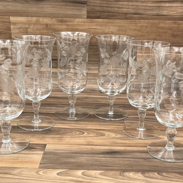 Vintage Etched Crystal Iced Tea Glasses, Sara Consara by Colony, Gift