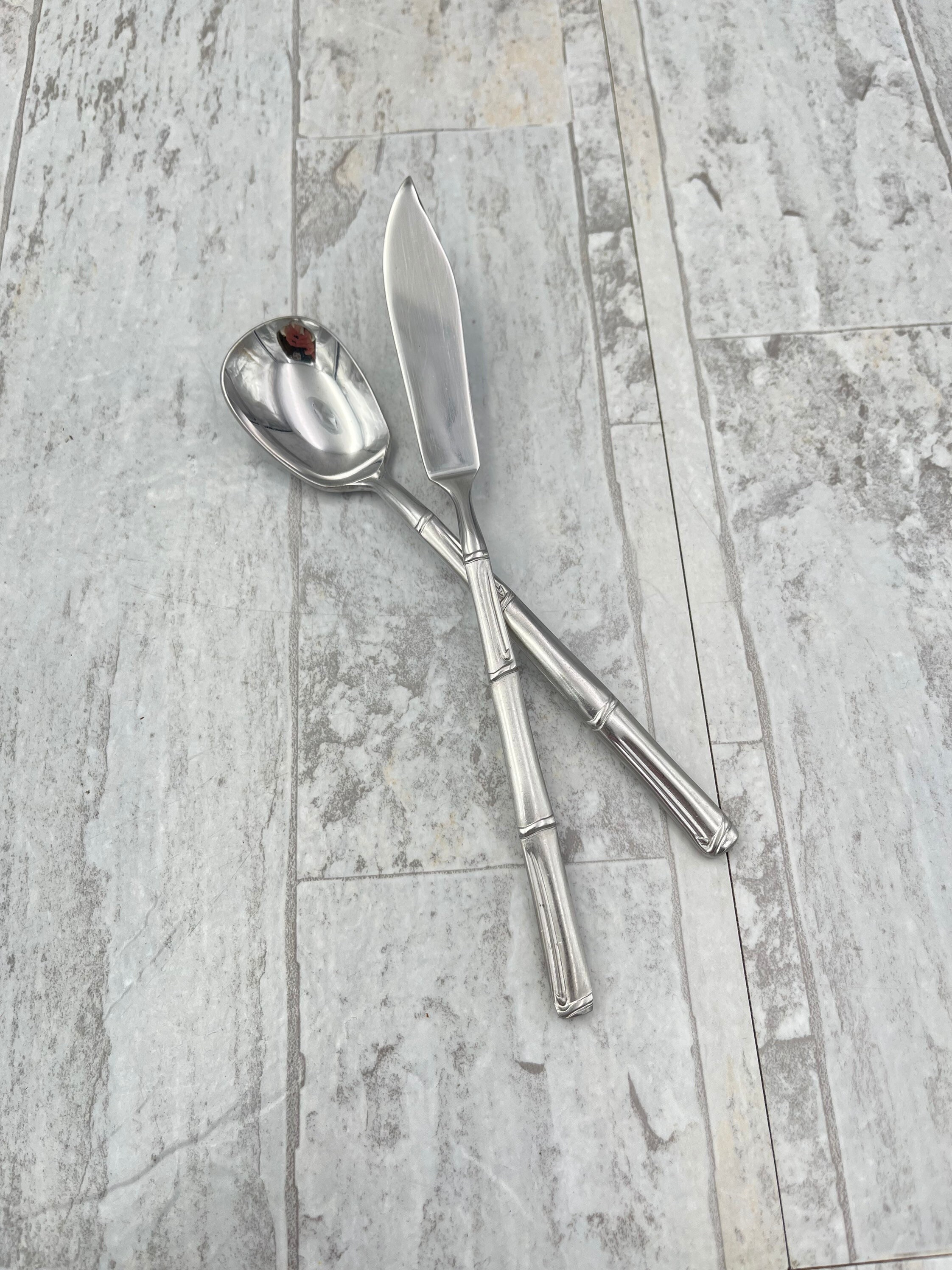 Vintage Stainless Flatware set, Bamboo Pattern, National Stainless