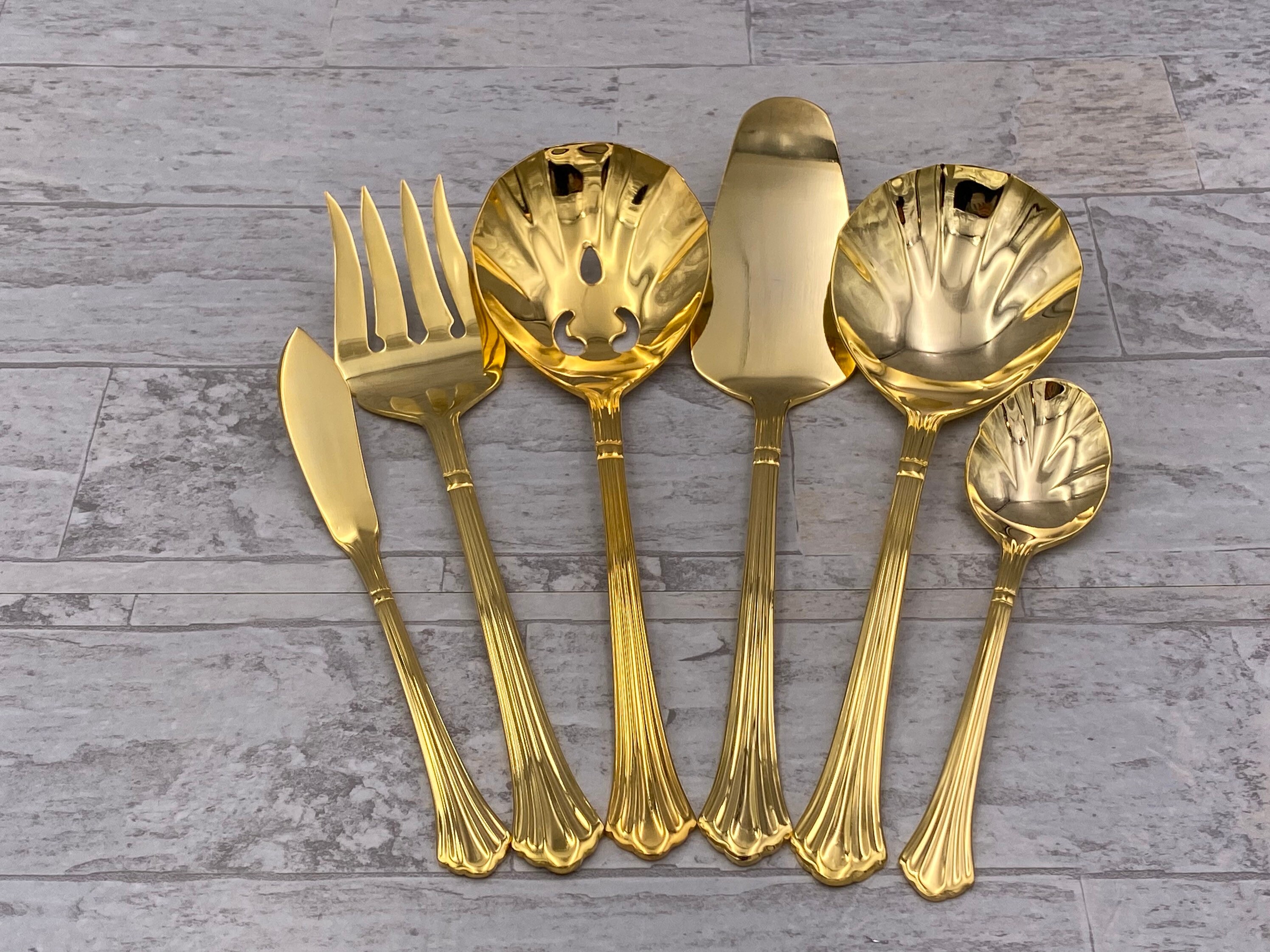Vintage Flatware set, Retroneu Century Gold, Gold plated Stainless