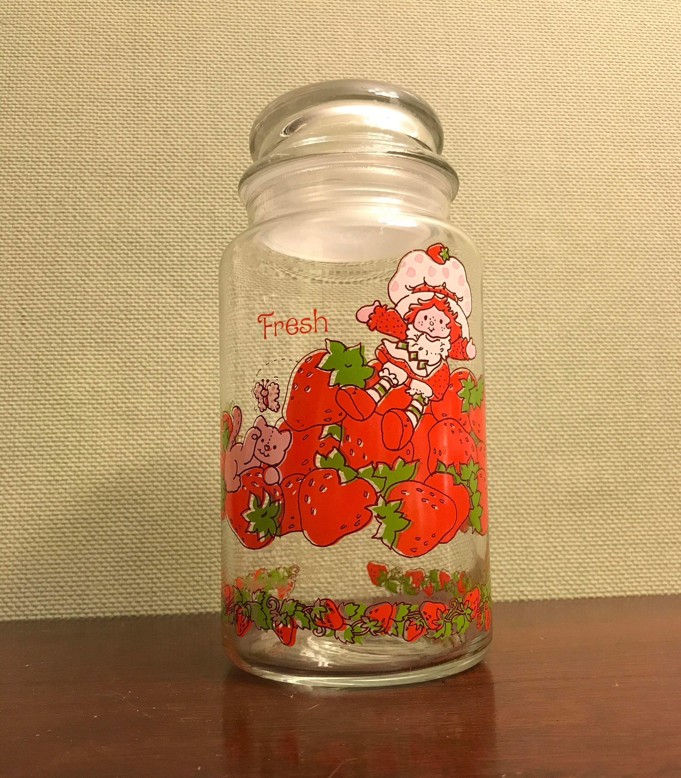 Strawberry Shortcake Large Glass Jar, Strawberry Shortcake Collectible