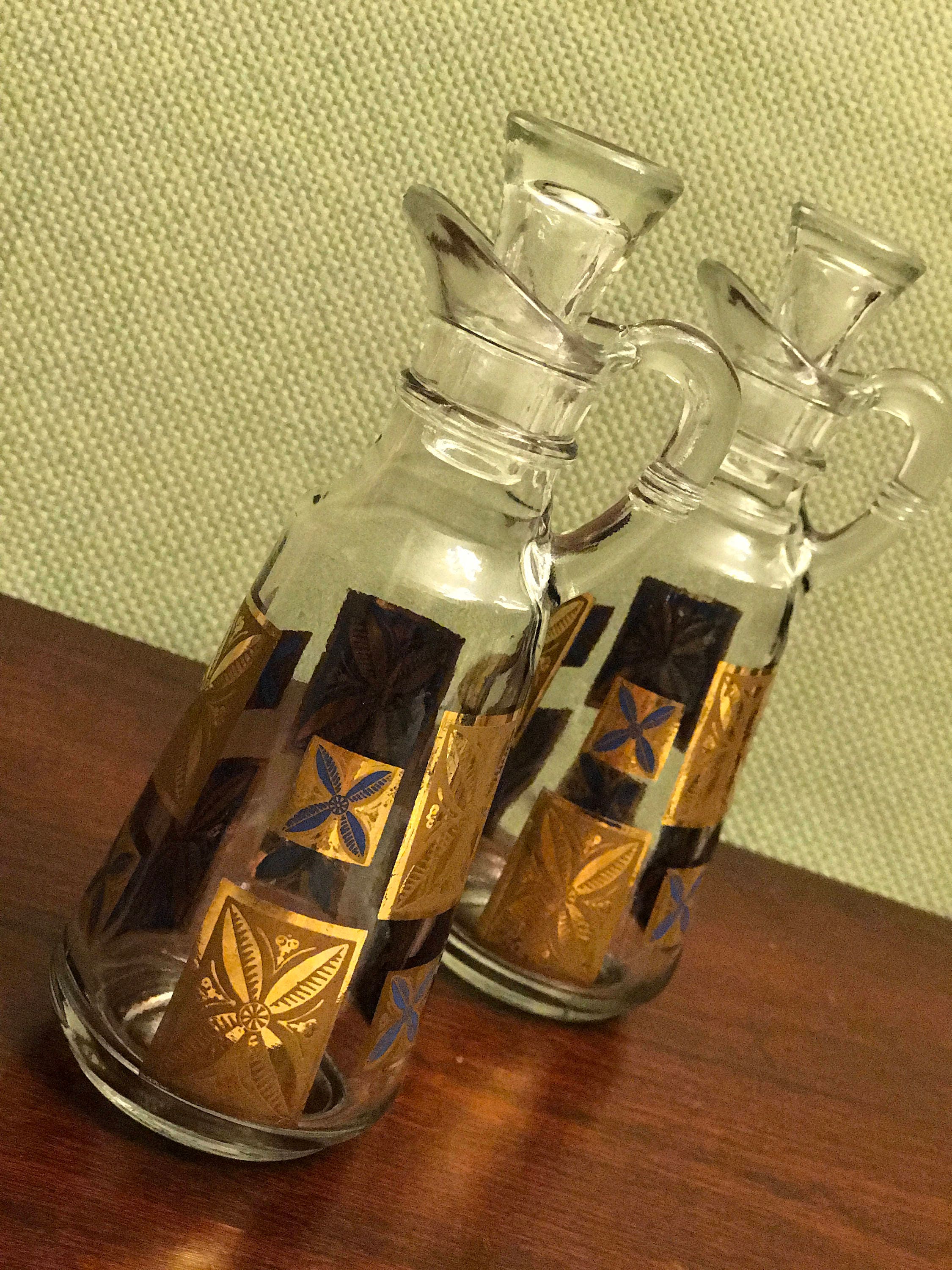 Mid Century Modern Cera Cruets, Gold Cruet Set, Rare Cera Cruet set
