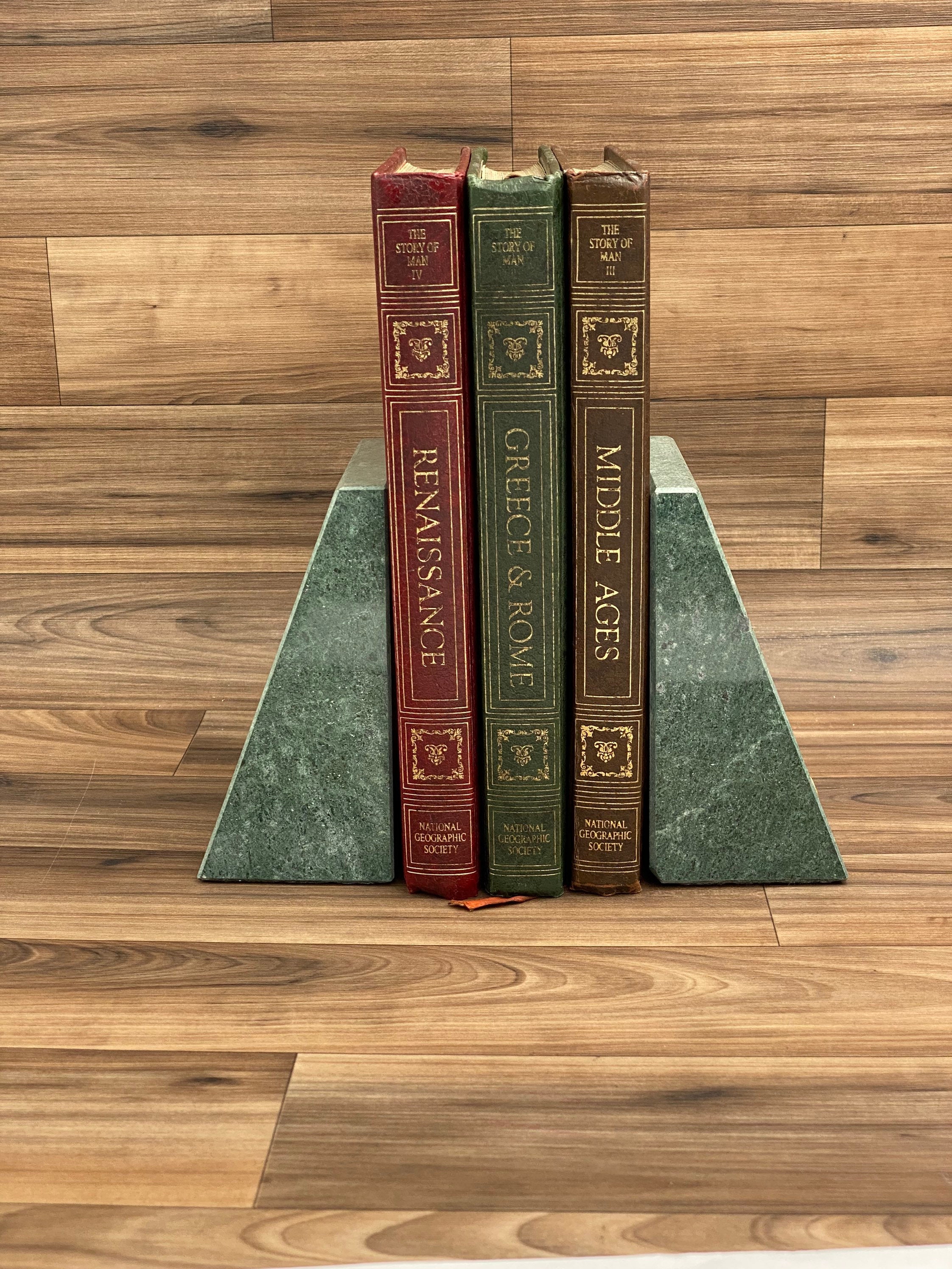 Vintage Marble Bookends, Wedge Shaped heavy Library bookends, Home