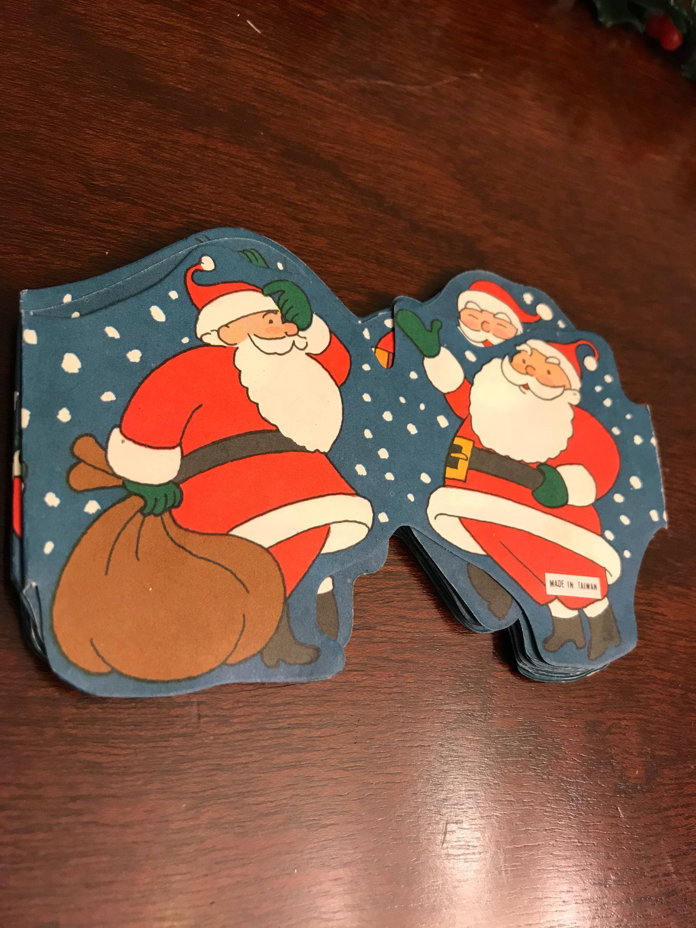 Vintage Christmas Garland, Santa Claus Christmas Paper Garland, Party