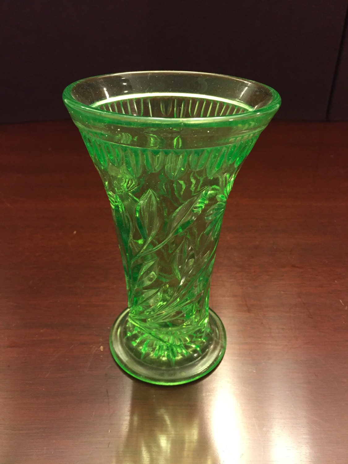 Vintage Green Glass Vase