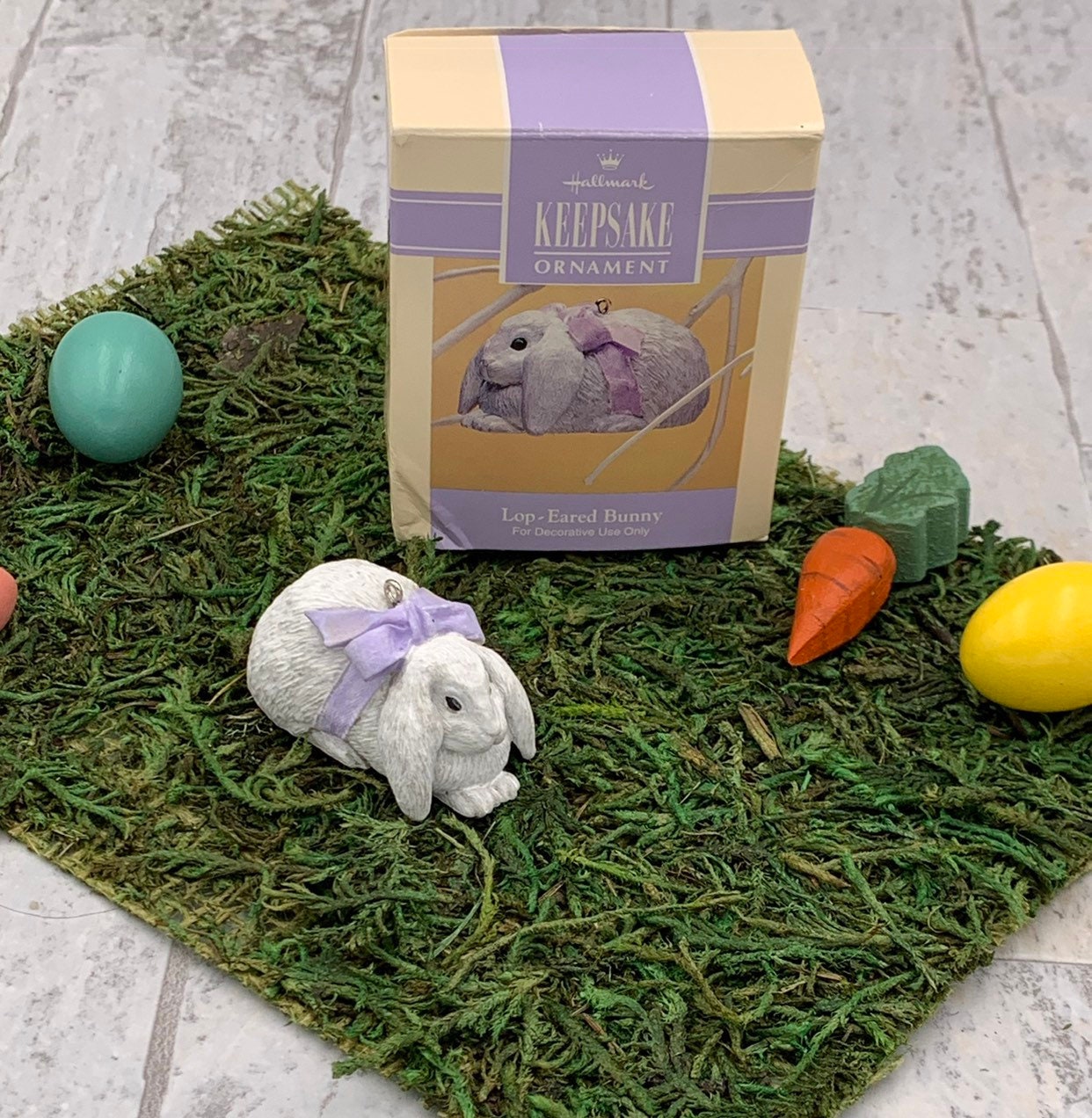 Vintage Lop Eared Bunny Easter Hallmark Ornament, Easter bunny ornament