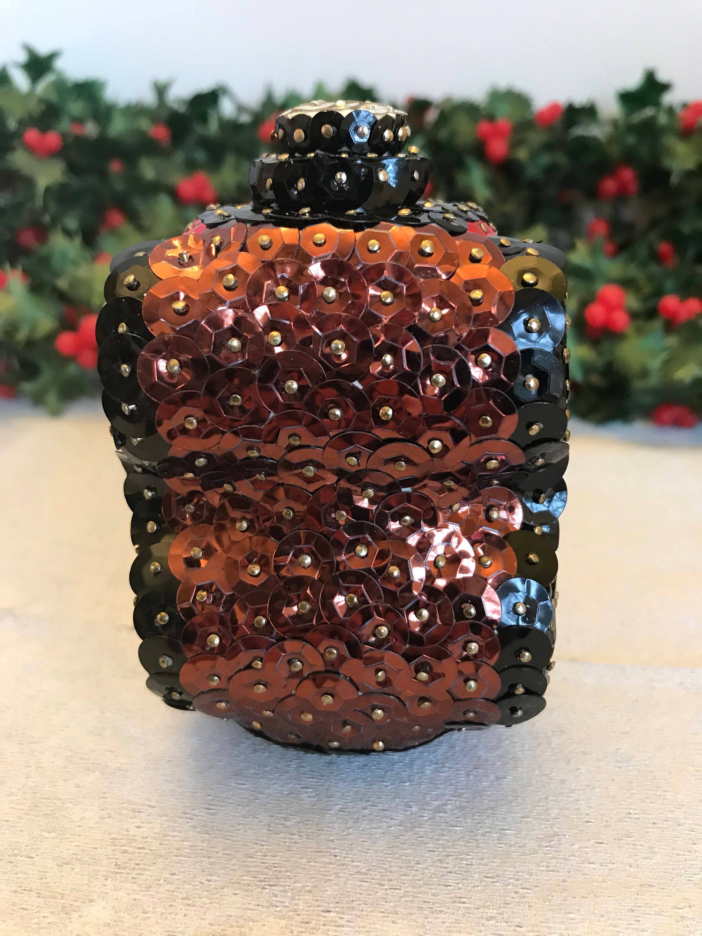 Vintage Train Ornament, sequined train, collectible Train Bauble