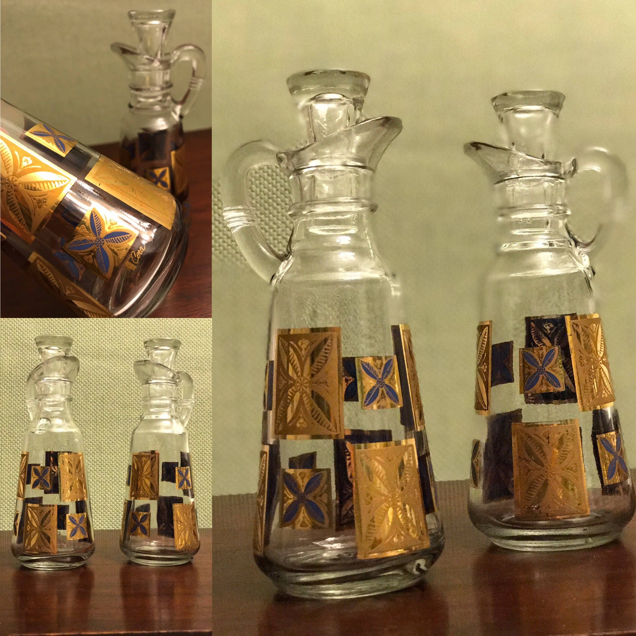 Mid Century Modern Cera Cruets, Gold Cruet Set, Rare Cera Cruet set