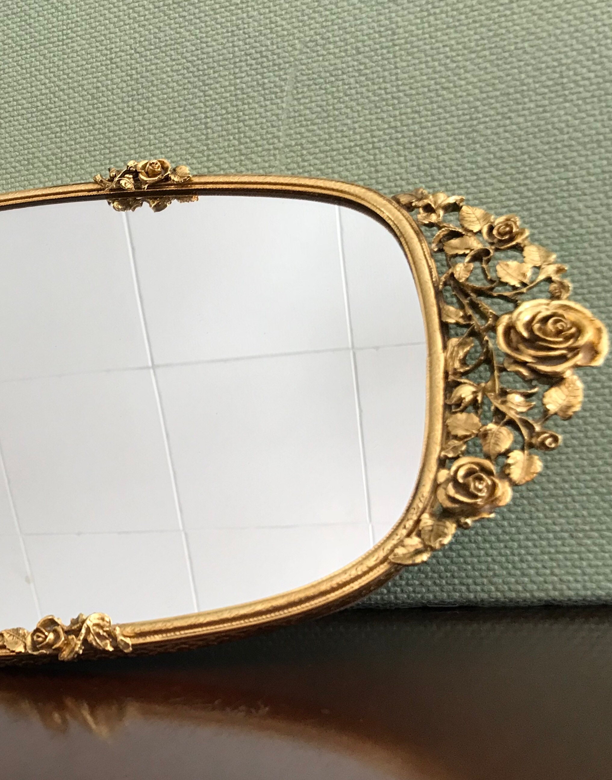 40s〜50s アメリカアンティークmatson　薔薇ゴールドバニティートレイ鏡 40s〜50s アメリカアンティークmatson 薔薇ゴールドバニティー