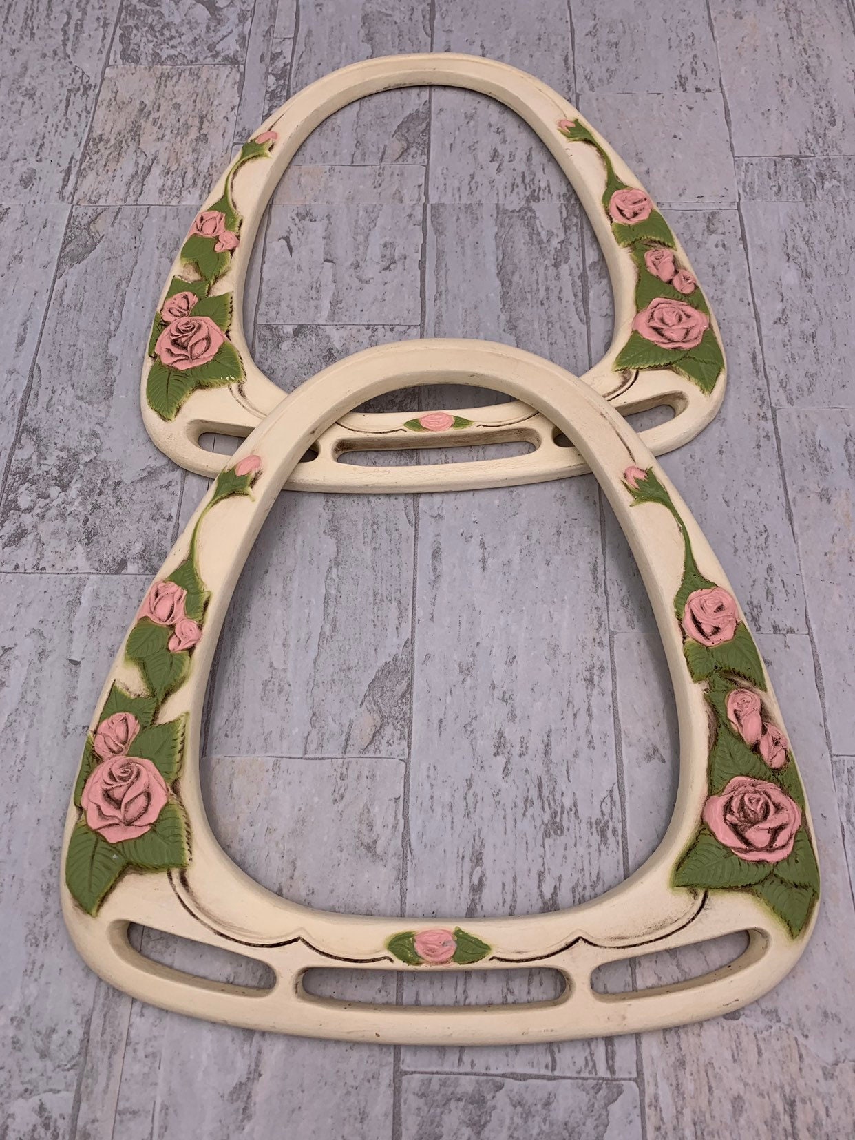 Vintage Purse Handles, Rose Handbag Handles, purse handles with roses