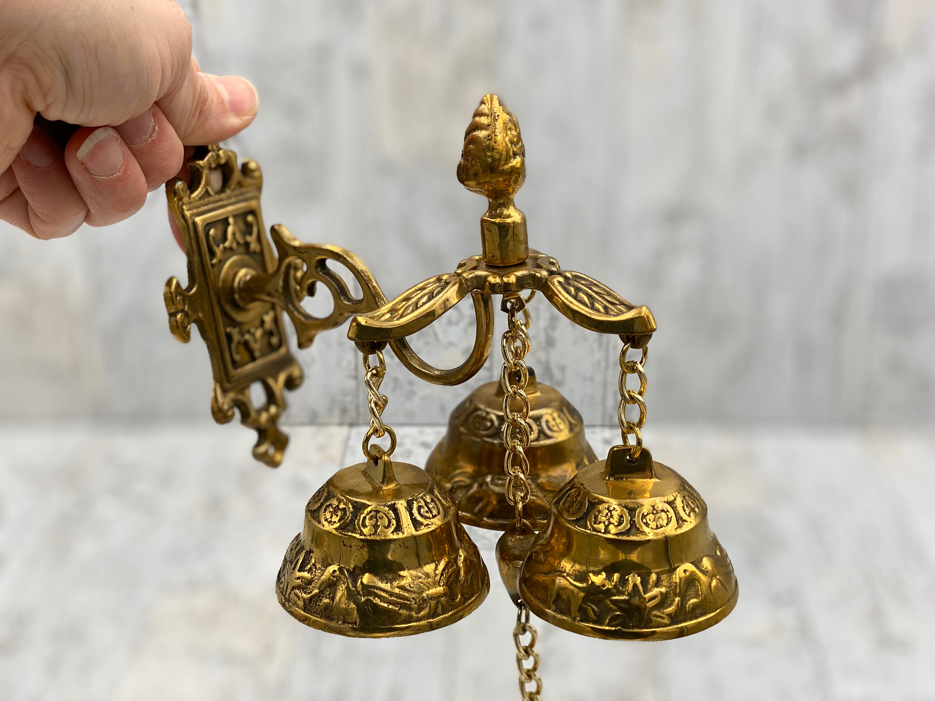 Vintage Solid Brass Door Bell, Ornamental Gate Bell, Reclaimed Hardware