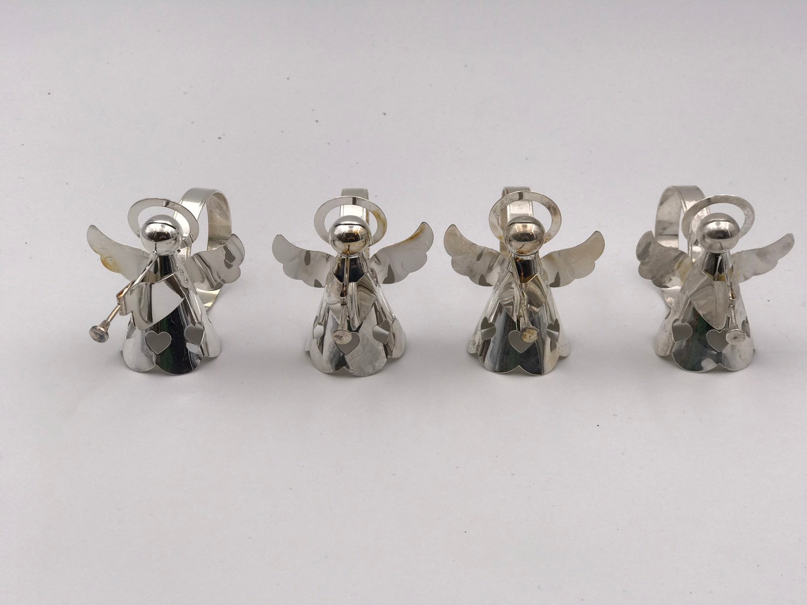 Vintage silver plated Angel napkin rings, Set of 4 Christmas Napkin