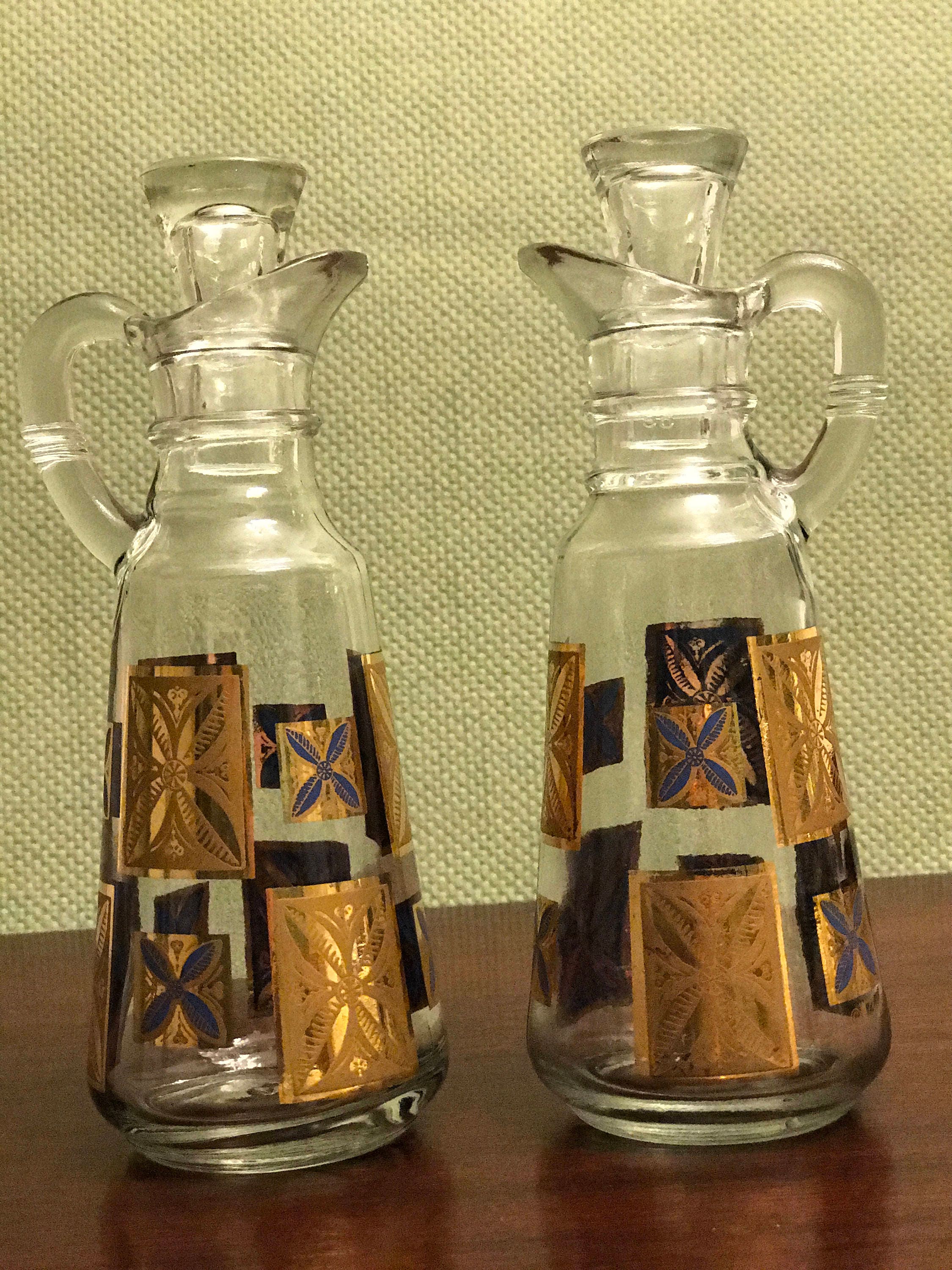 Mid Century Modern Cera Cruets, Gold Cruet Set, Rare Cera Cruet set