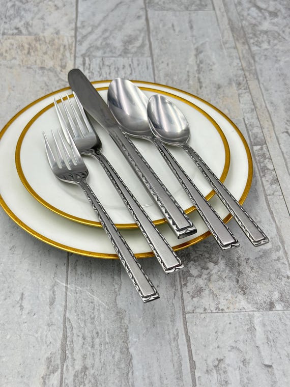 Vintage Stainless Flatware Set, Stanley Roberts Cloverdale Pasadena Pattern, Service for 8 Silverware set, Wedding gift