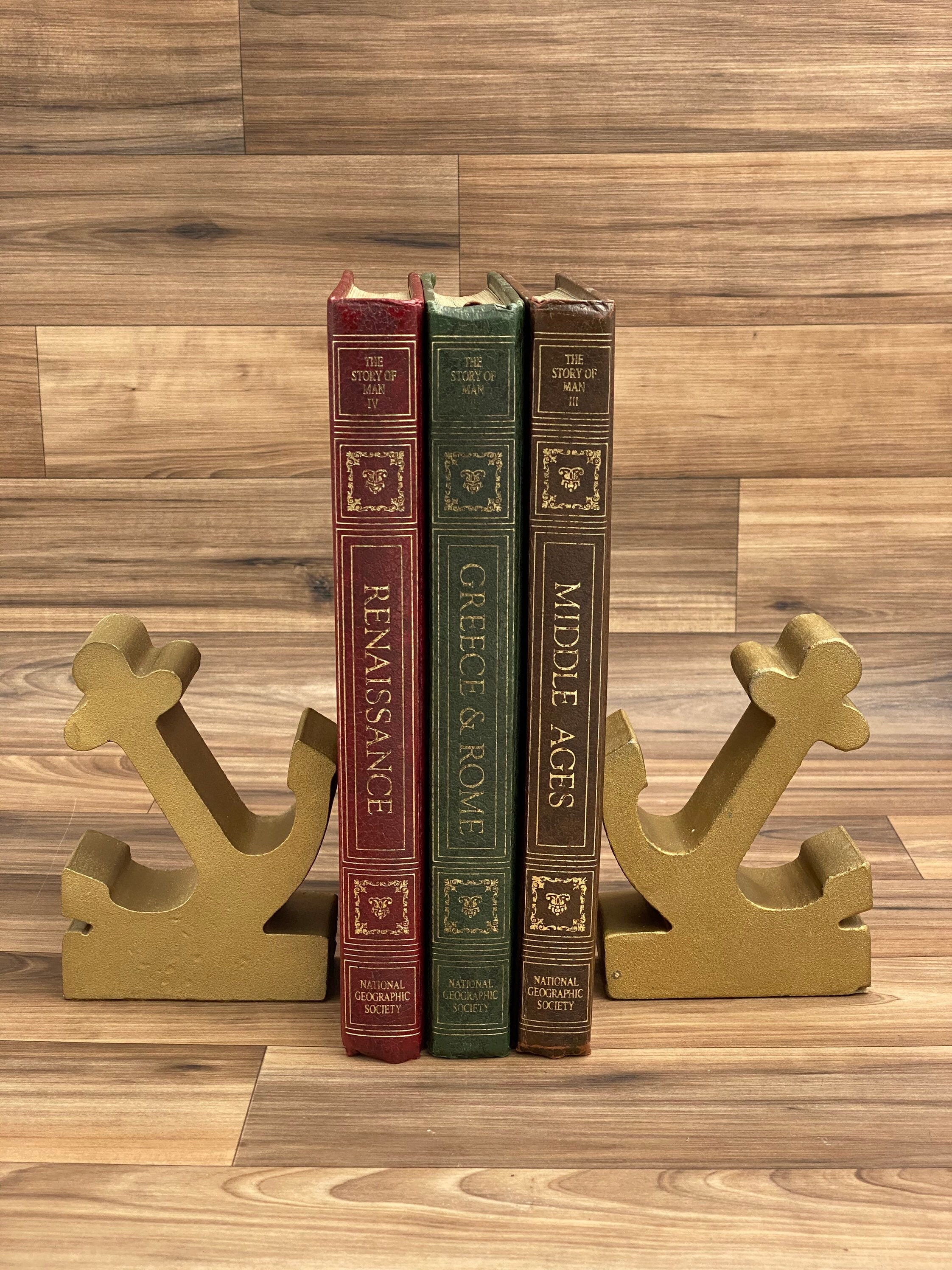 Vintage Anchor Bookends, Cast Iron Nautical Office decor, Man Cave