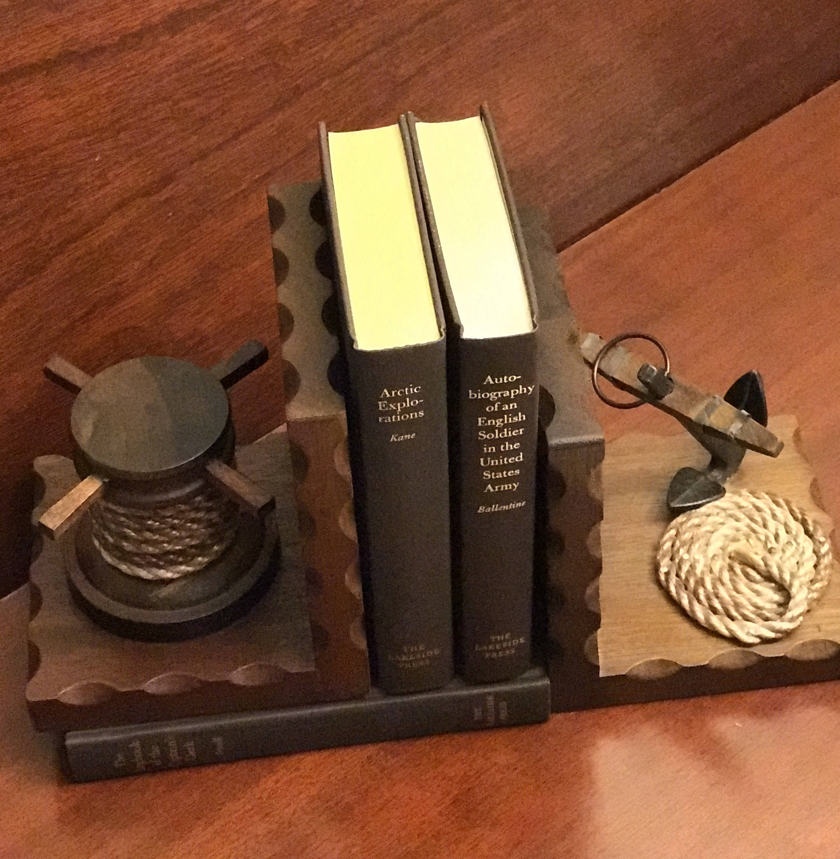 Nautical Bookends, Ship Anchor Wooden Bookends, solid wood Bookends