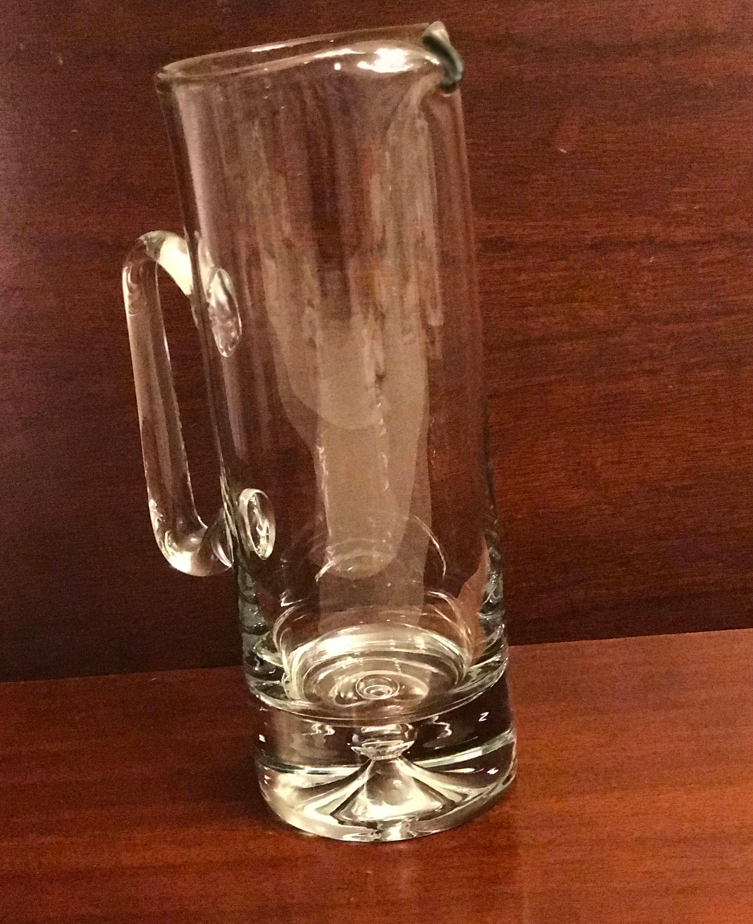 Mod Krosno Glass Pitcher, Suspended Bubble Art Glass, Bubble Glass