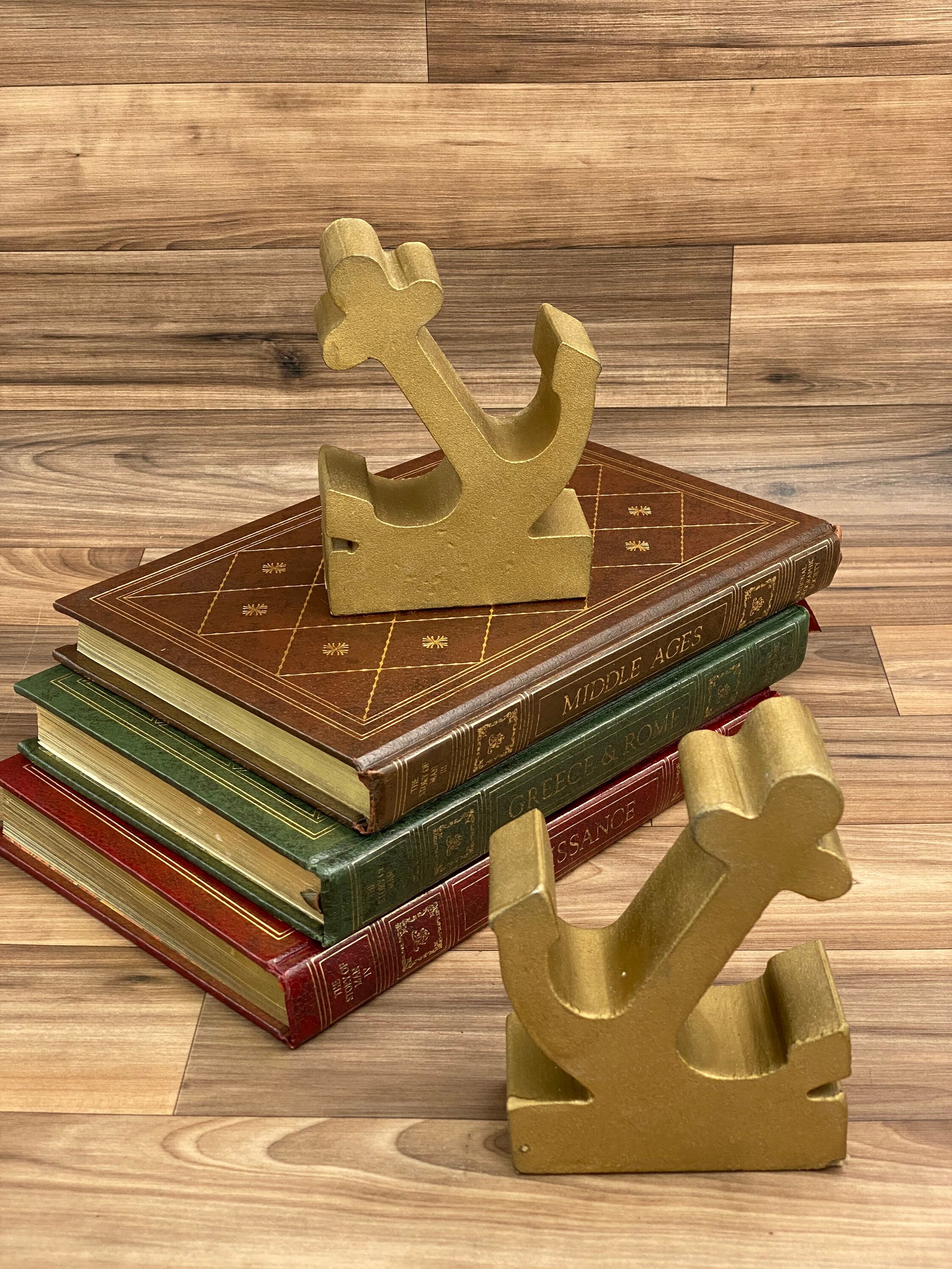 Vintage Anchor Bookends, Cast Iron Nautical Office decor, Man Cave