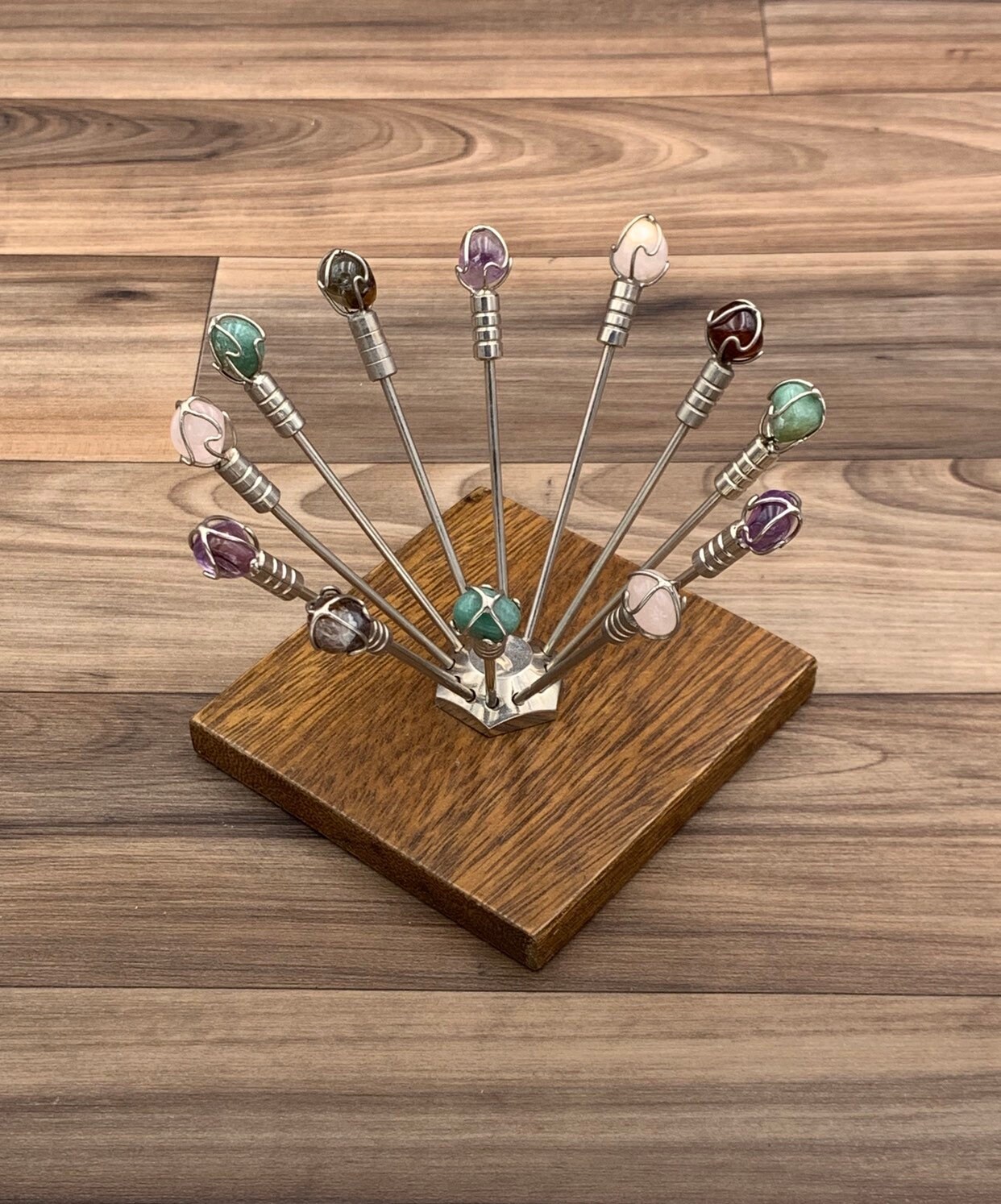 Vintage Semi Precious Stones appetizer Picks, cocktail Skewers Jeweled