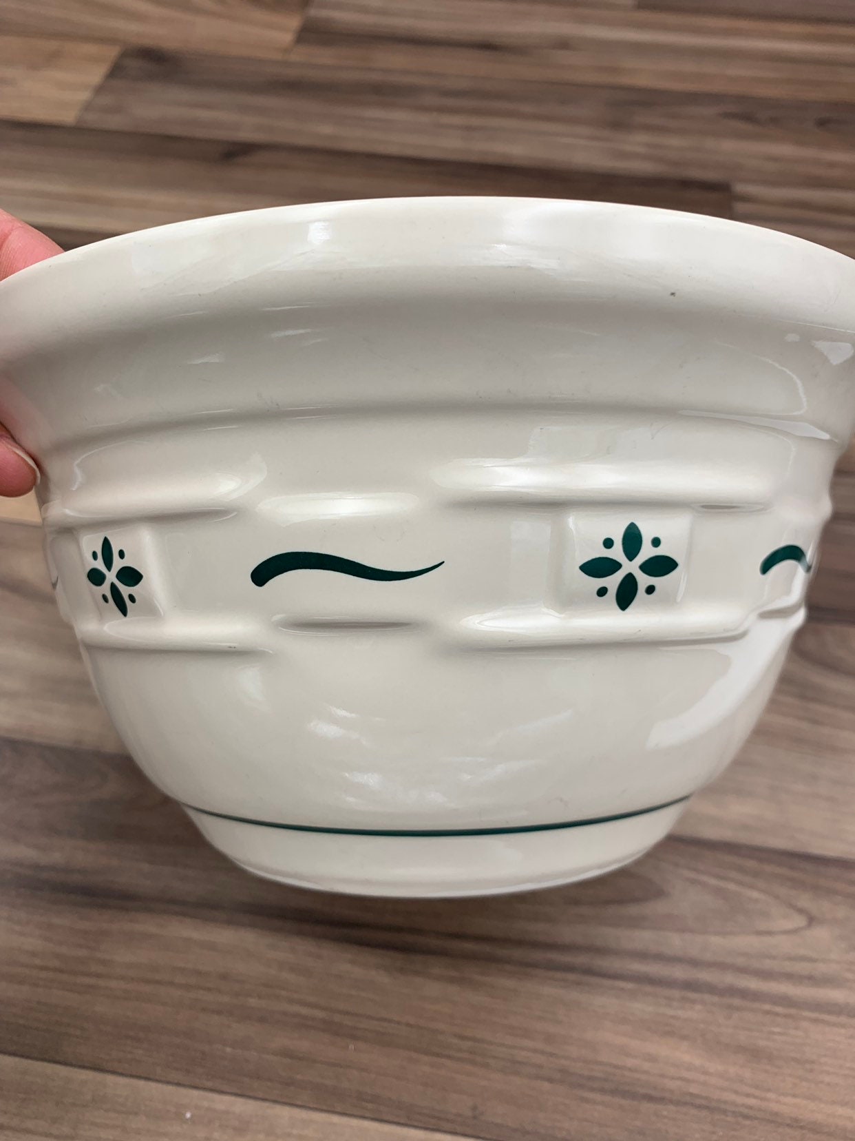 Vintage Longaberger Pottery Mixing Bowl Woven traditions Heritage green