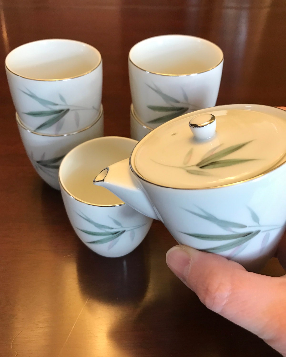 Vintage Tea Set Sango Bamboo Fine China, MidCentury Japan Fine China