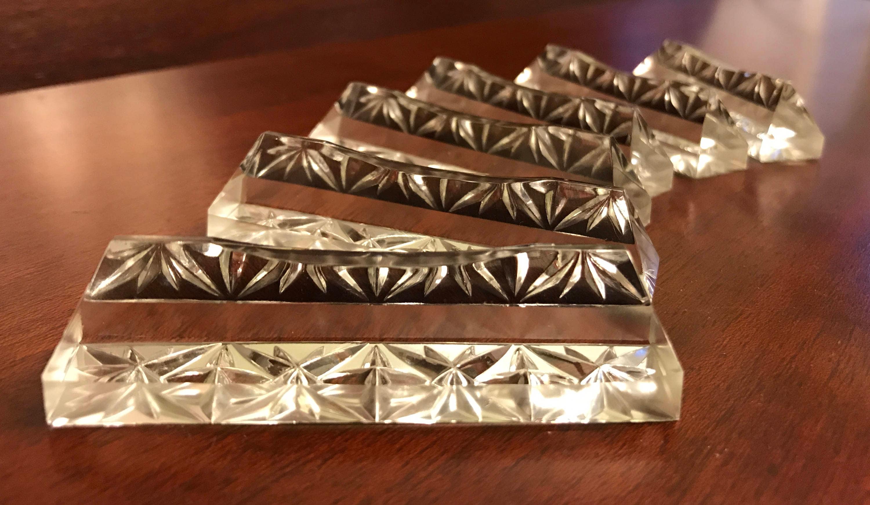 Vintage Cut Crystal Knife rests, French Vintage Crystal Flatware rests