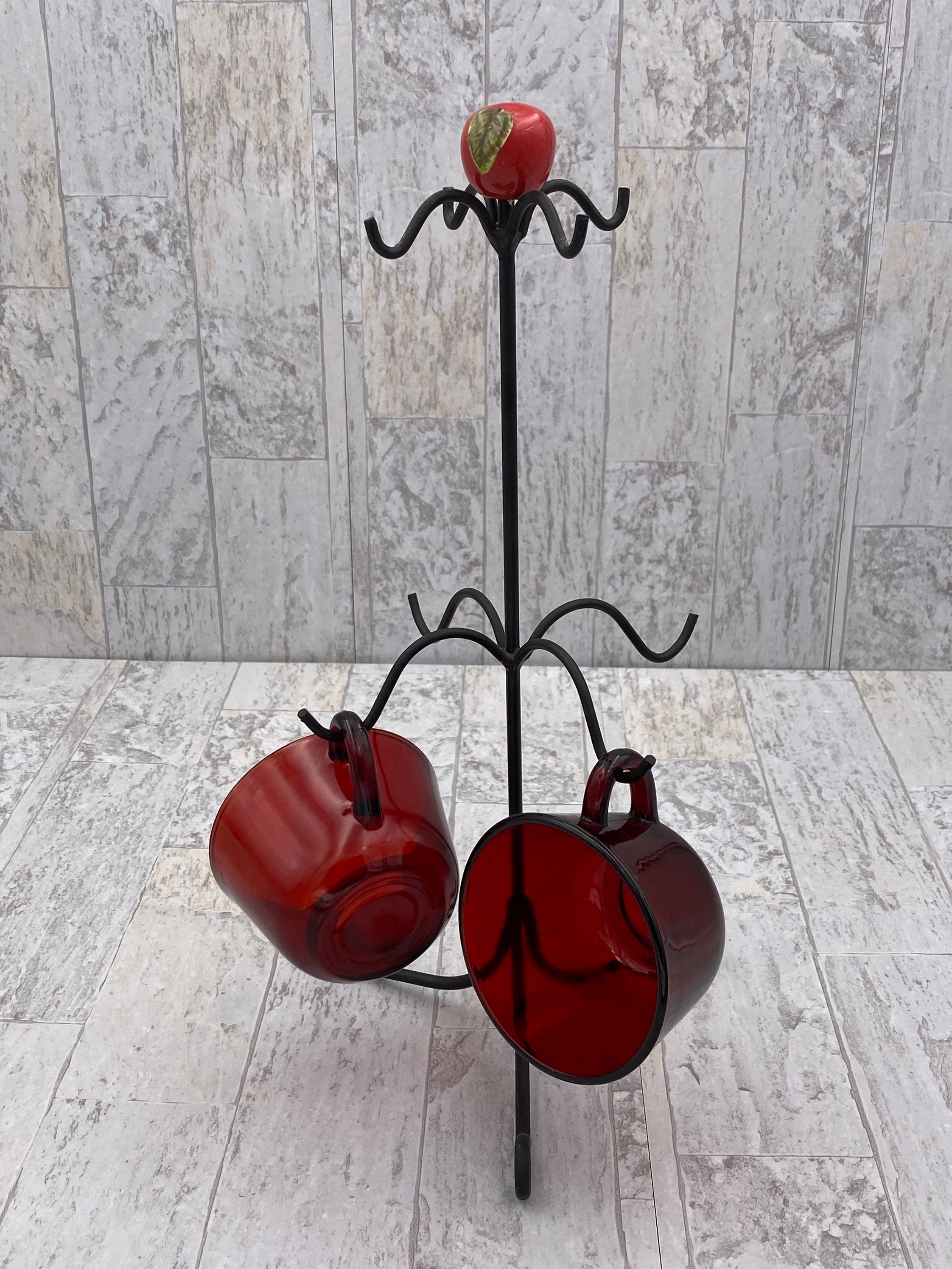 Rustic mug holder, Apple Mug Tree, Cup Hanger, kitchen ...