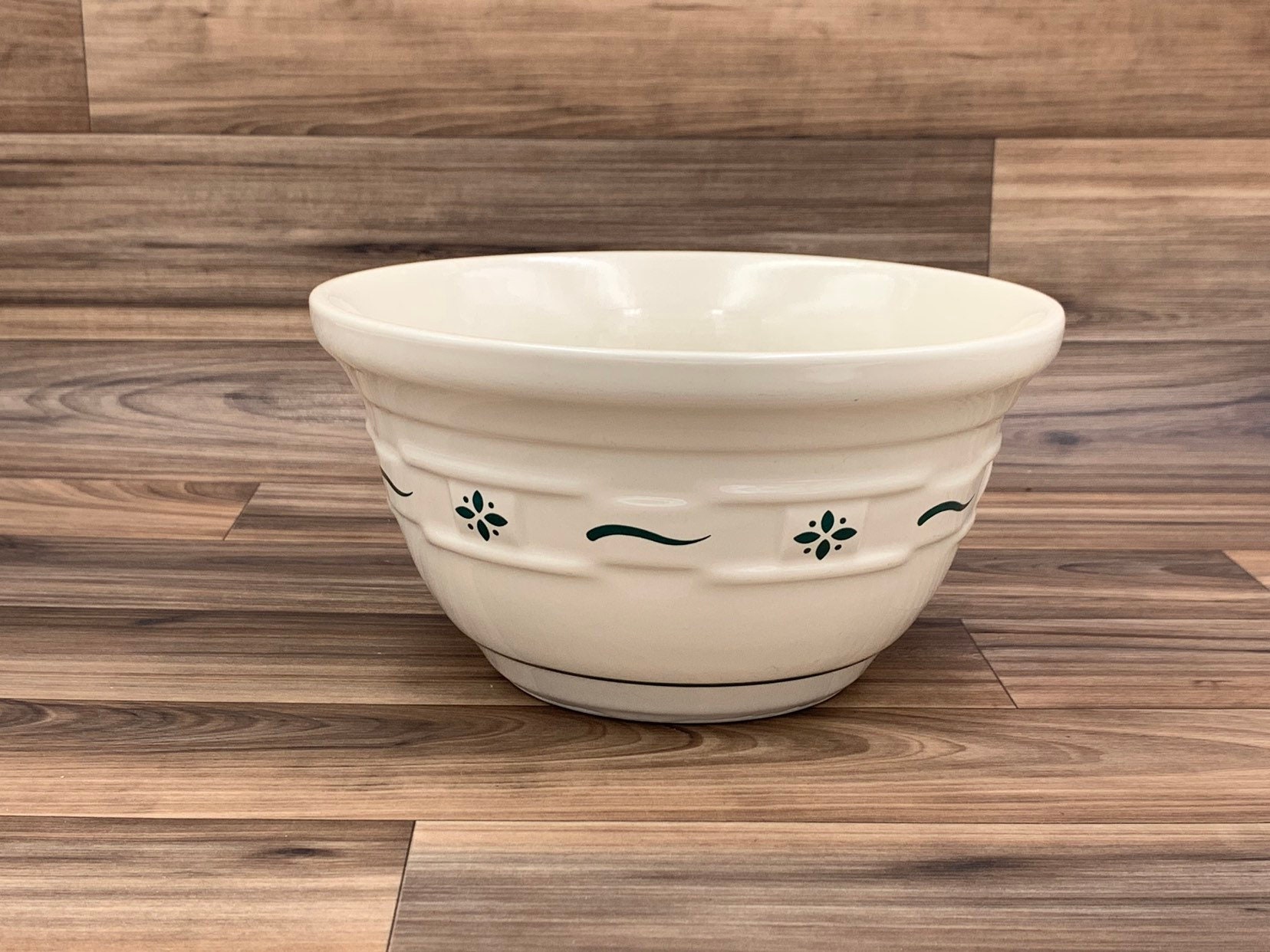 Vintage Longaberger Pottery Mixing Bowl Woven traditions Heritage green