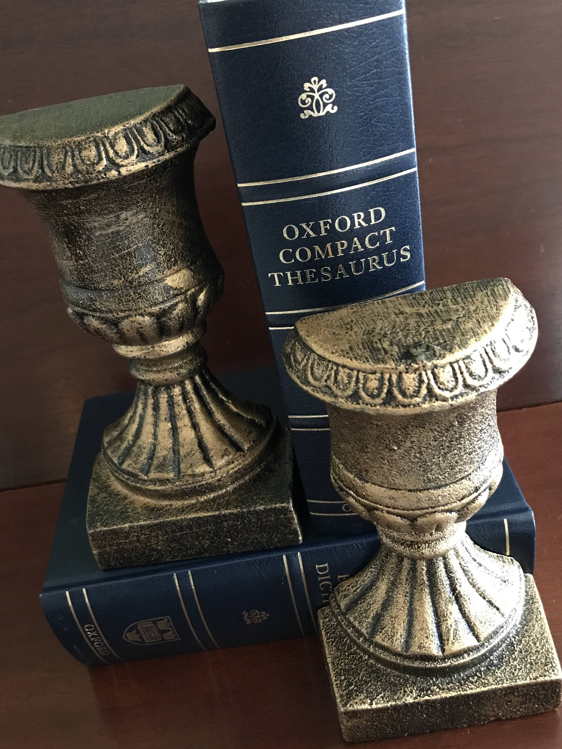 Cast Iron Urn Bookends, Half Urn Bookends, Heavy Cast Iron bookends